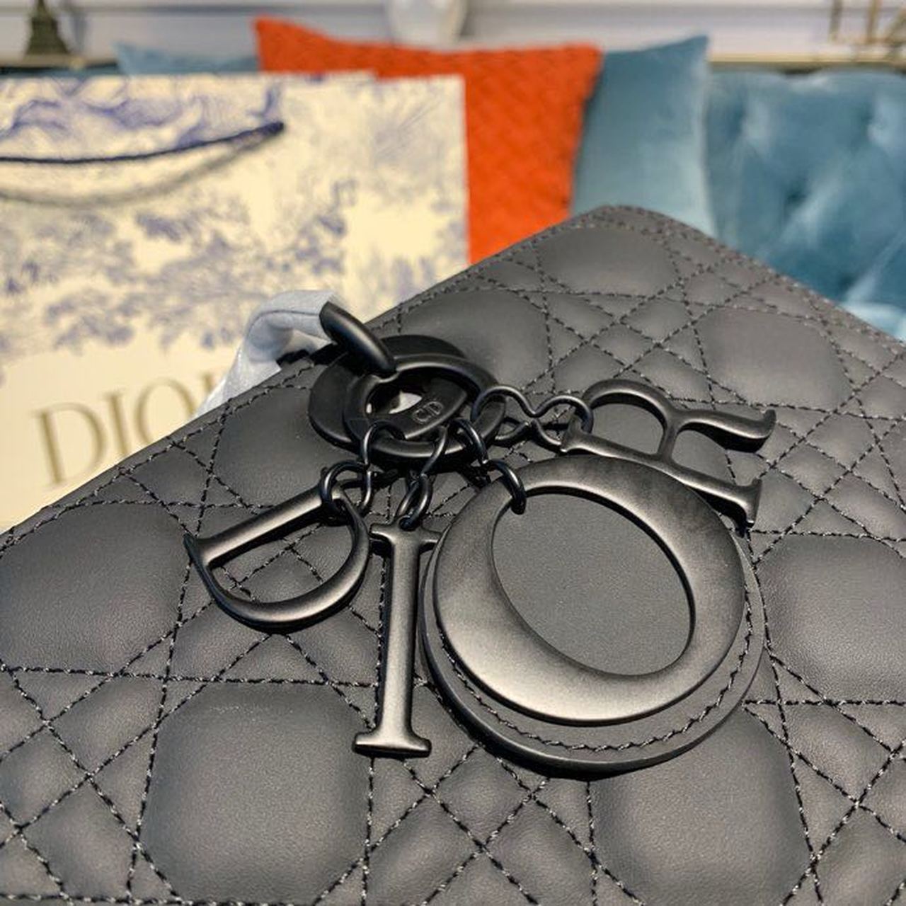 Christian Dior Large Lady Dior Bag Black For Women 12.5in/32cm CDSLOI_