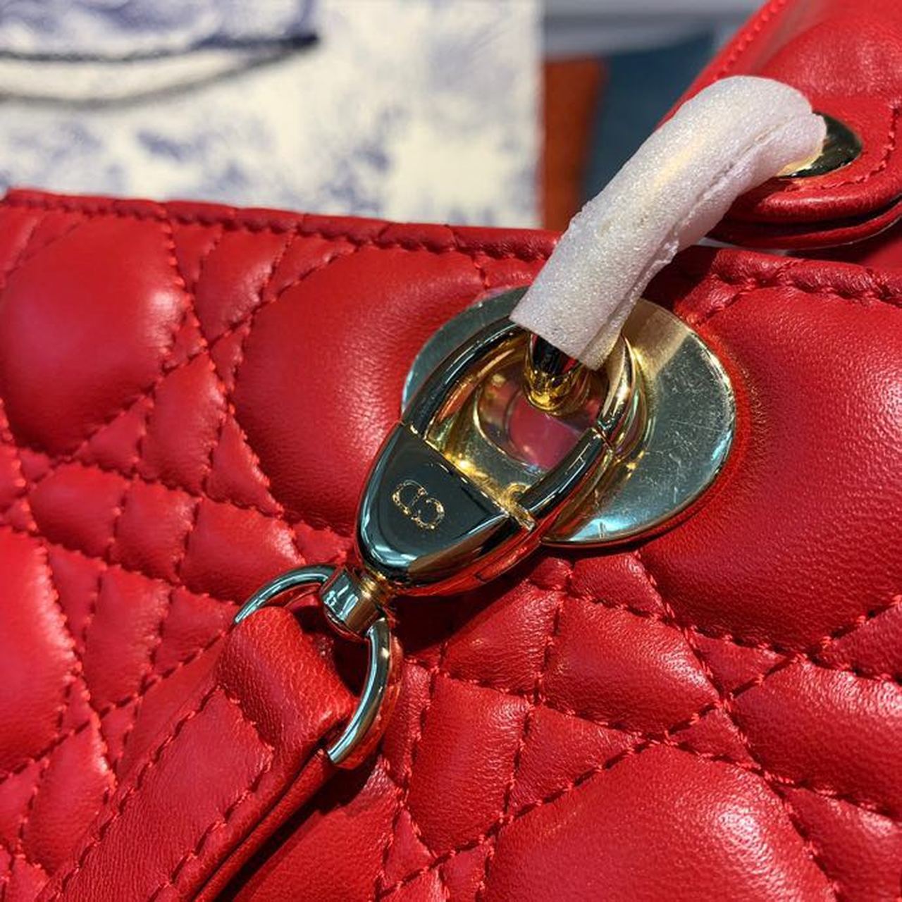 Christian Dior Large Lady Dior Bag Gold Toned Hardware Cherry Red Cannage For Women CD 12.5in/32cmONGE_M52R