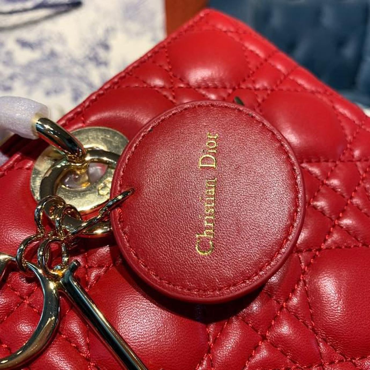 Christian Dior Large Lady Dior Bag Gold Toned Hardware Cherry Red Cannage For Women CD 12.5in/32cmONGE_M52R