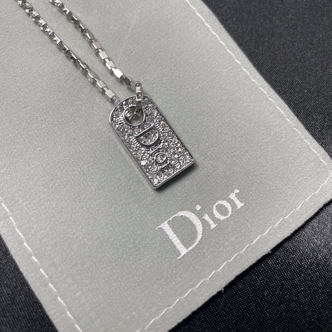 Christian Dior Letter Necklace Silver For Women