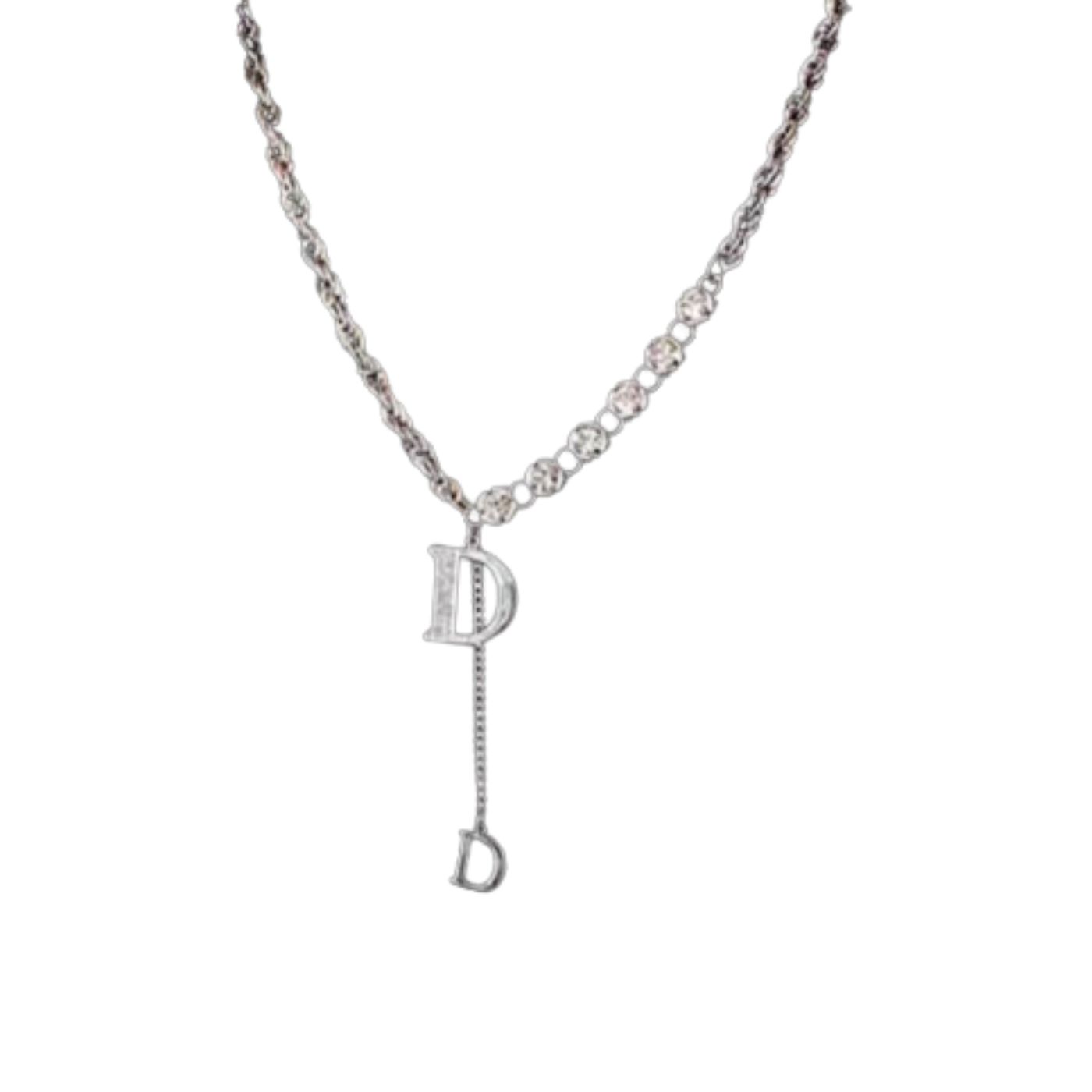Christian Dior Letter Necklace Silver For Women