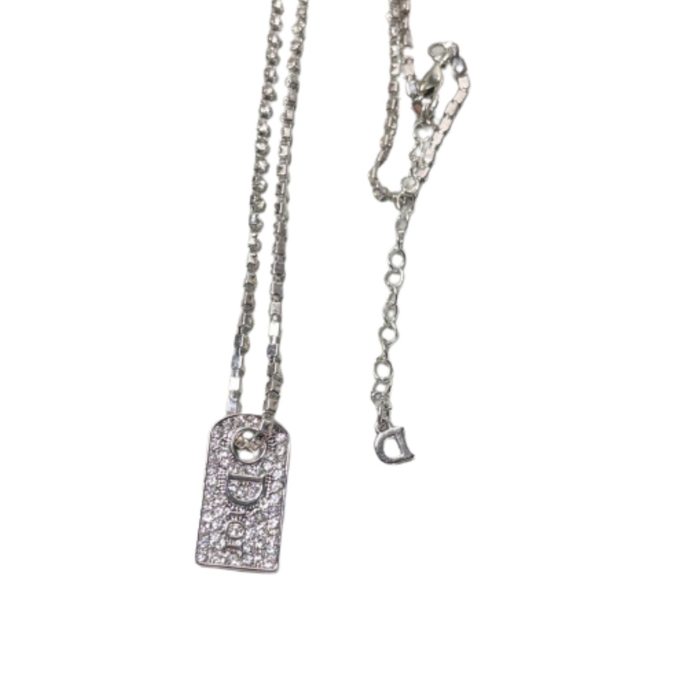 Christian Dior Letter Necklace Silver For Women
