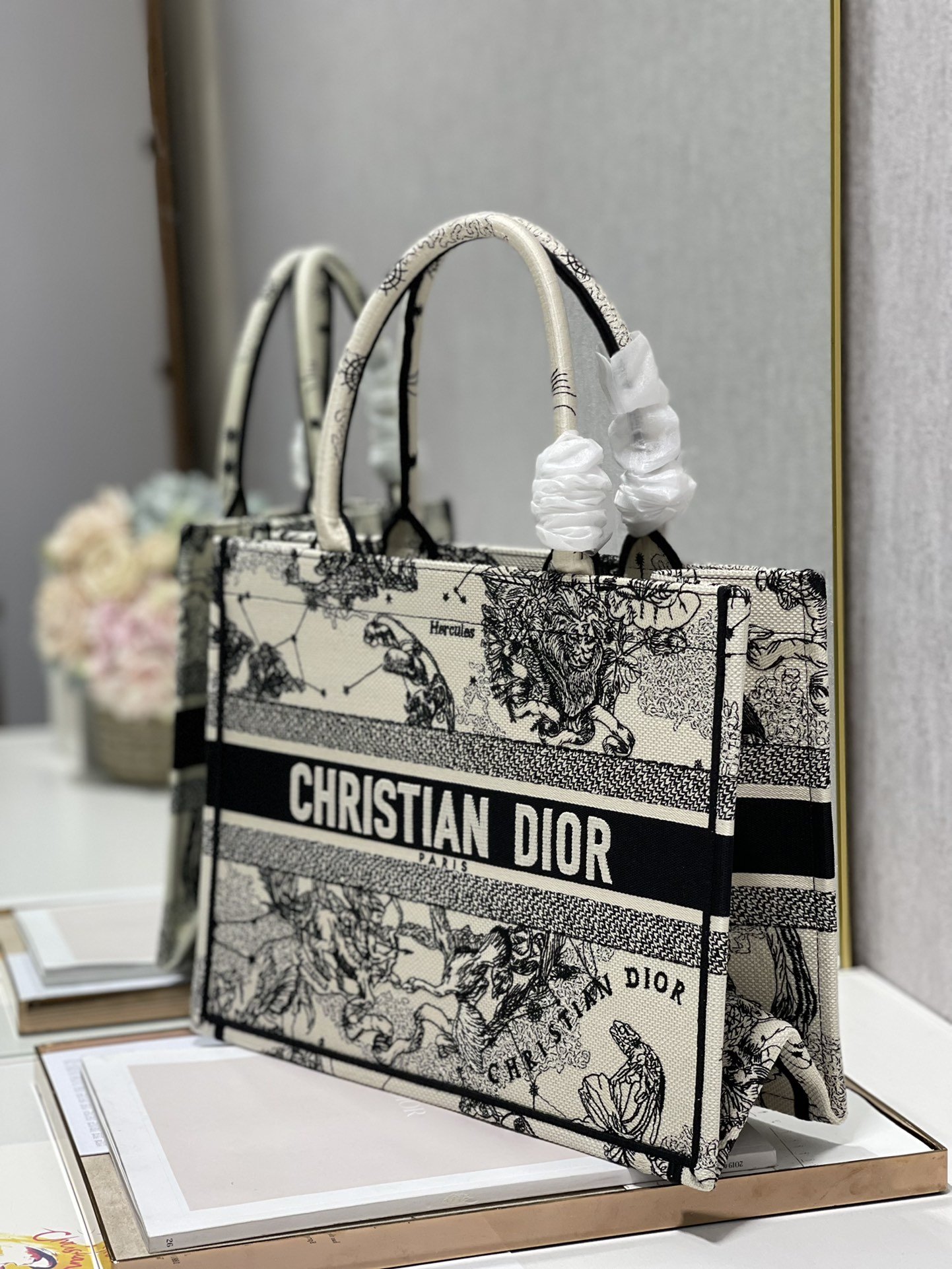 Christian Dior Medium Dior Book Tote Bag, Black/White, For Women Women’s Handbags, Shoulder Bags, 36cm