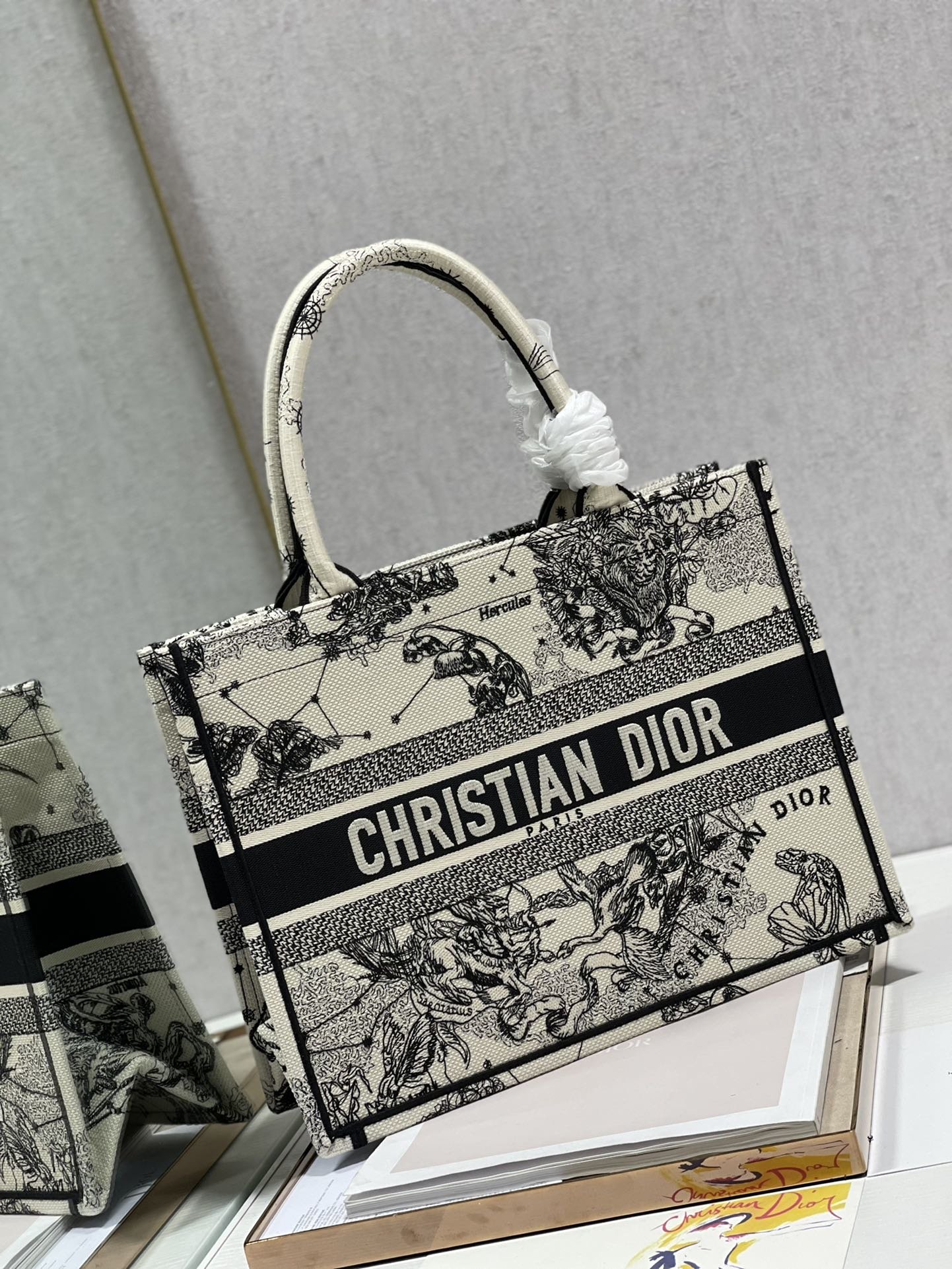 Christian Dior Medium Dior Book Tote Bag, Black/White, For Women Women’s Handbags, Shoulder Bags, 36cm