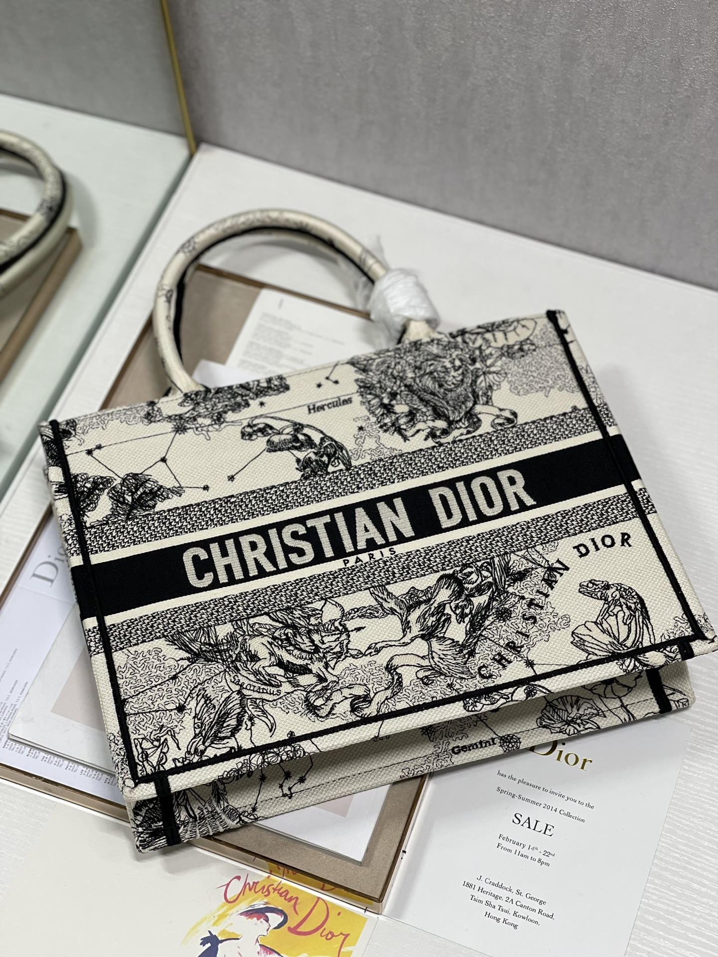 Christian Dior Medium Dior Book Tote Bag, Black/White, For Women Women’s Handbags, Shoulder Bags, 36cm