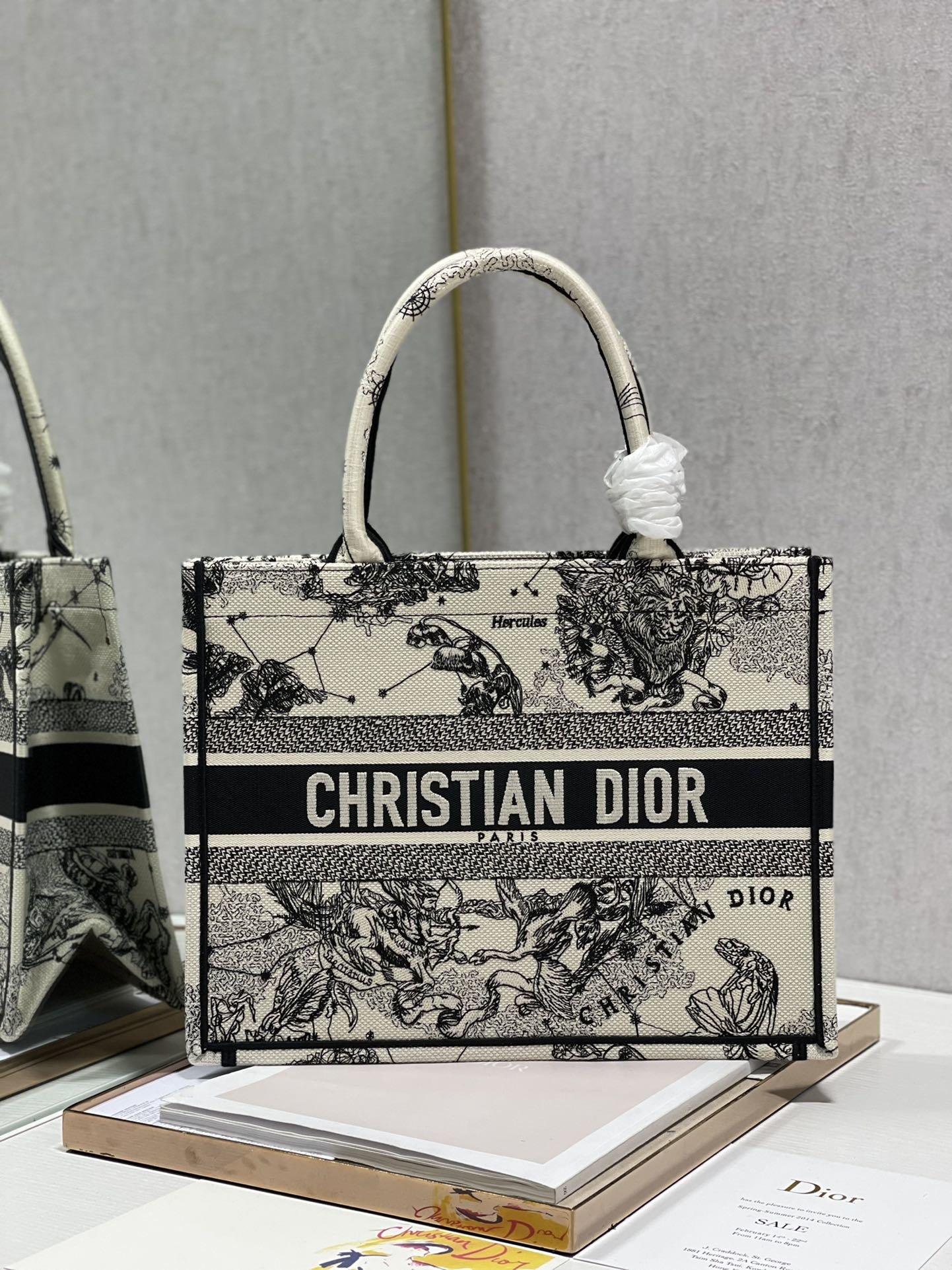 Christian Dior Medium Dior Book Tote Bag, Black/White, For Women Women’s Handbags, Shoulder Bags, 36cm
