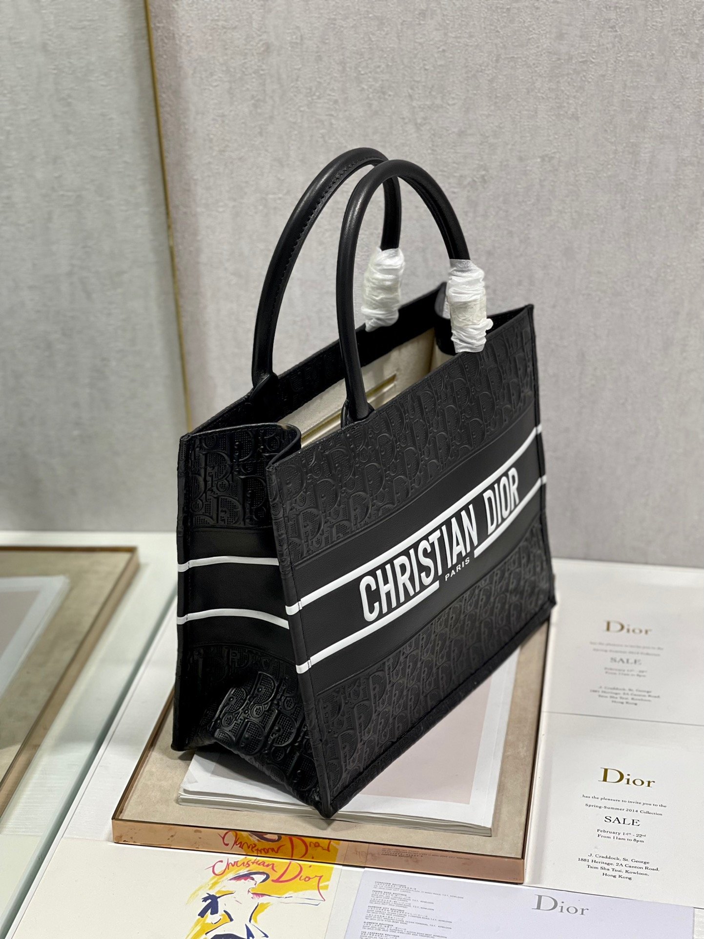 Christian Dior Medium Dior Book Tote Black, For Women, Women’s Handbags 14in/36cm CD