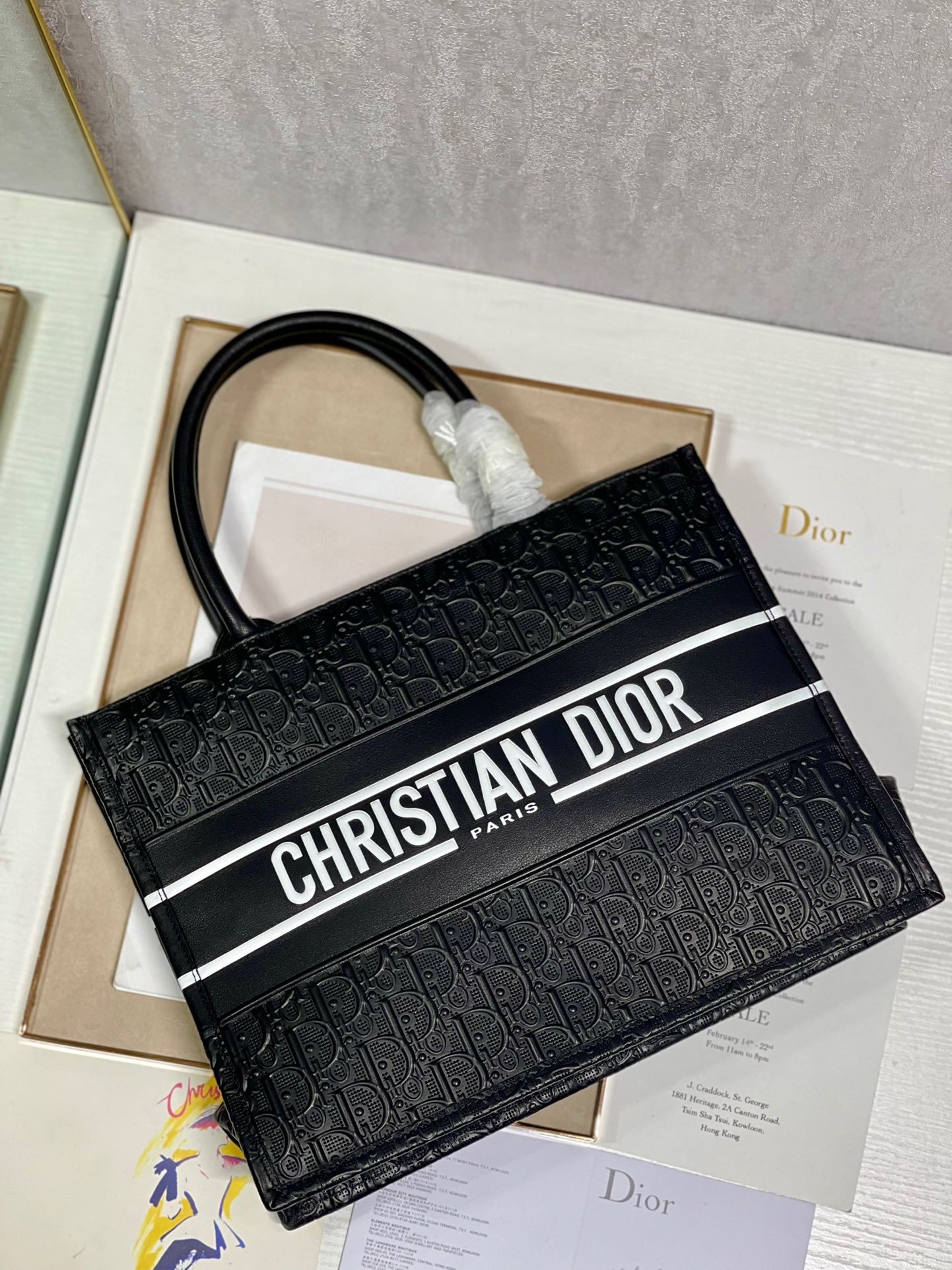 Christian Dior Medium Dior Book Tote Black, For Women, Women’s Handbags 14in/36cm CD