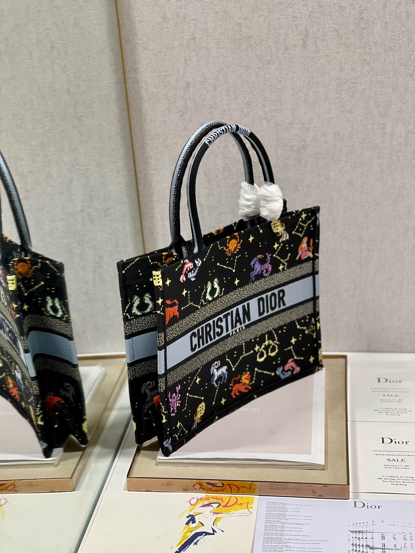 Christian Dior Medium Dior Book Tote Black Multicolor, For Women, Women’s Handbags 14in/36cm CDZRTY_