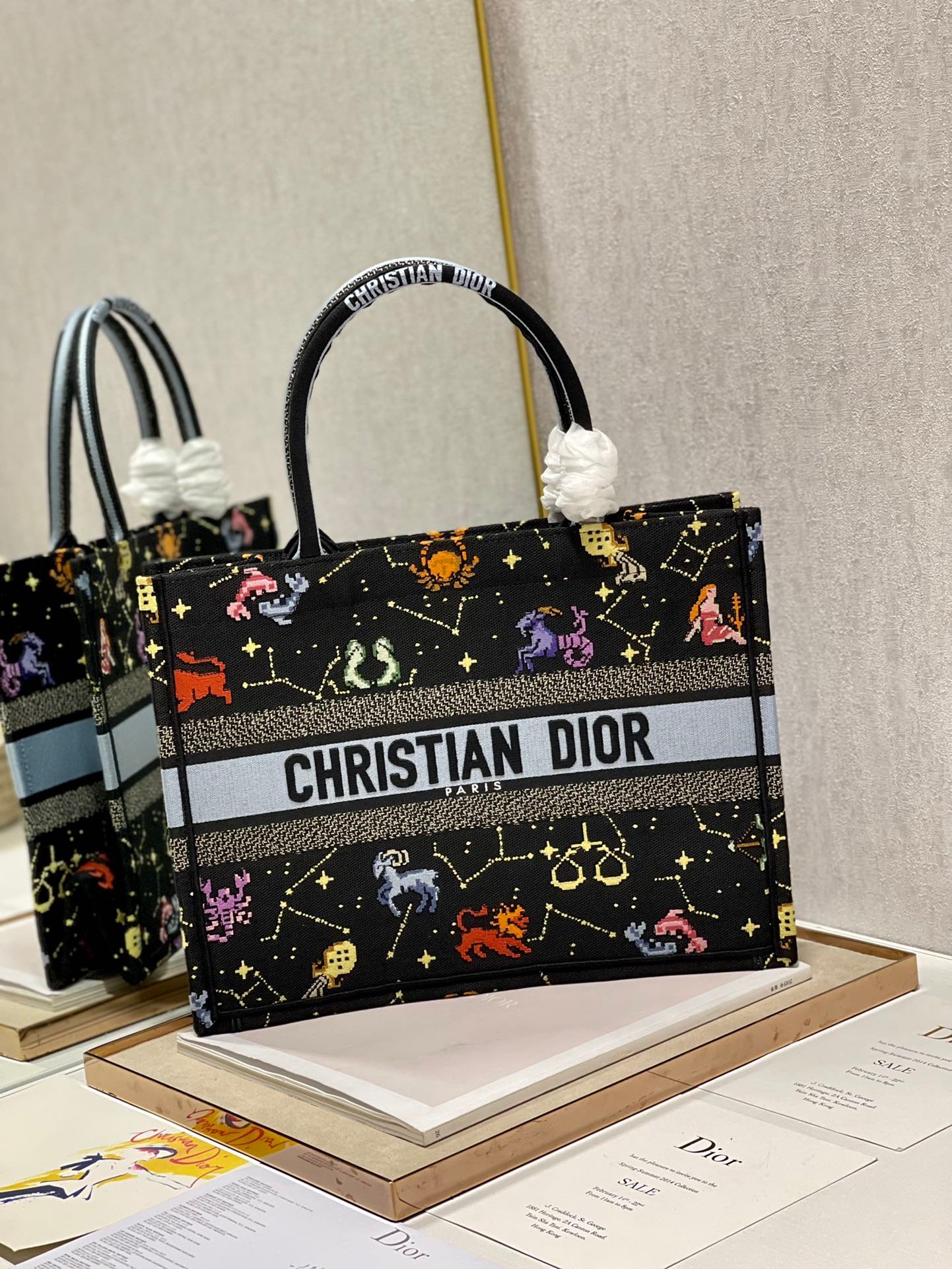 Christian Dior Medium Dior Book Tote Black Multicolor, For Women, Women’s Handbags 14in/36cm CDZRTY_