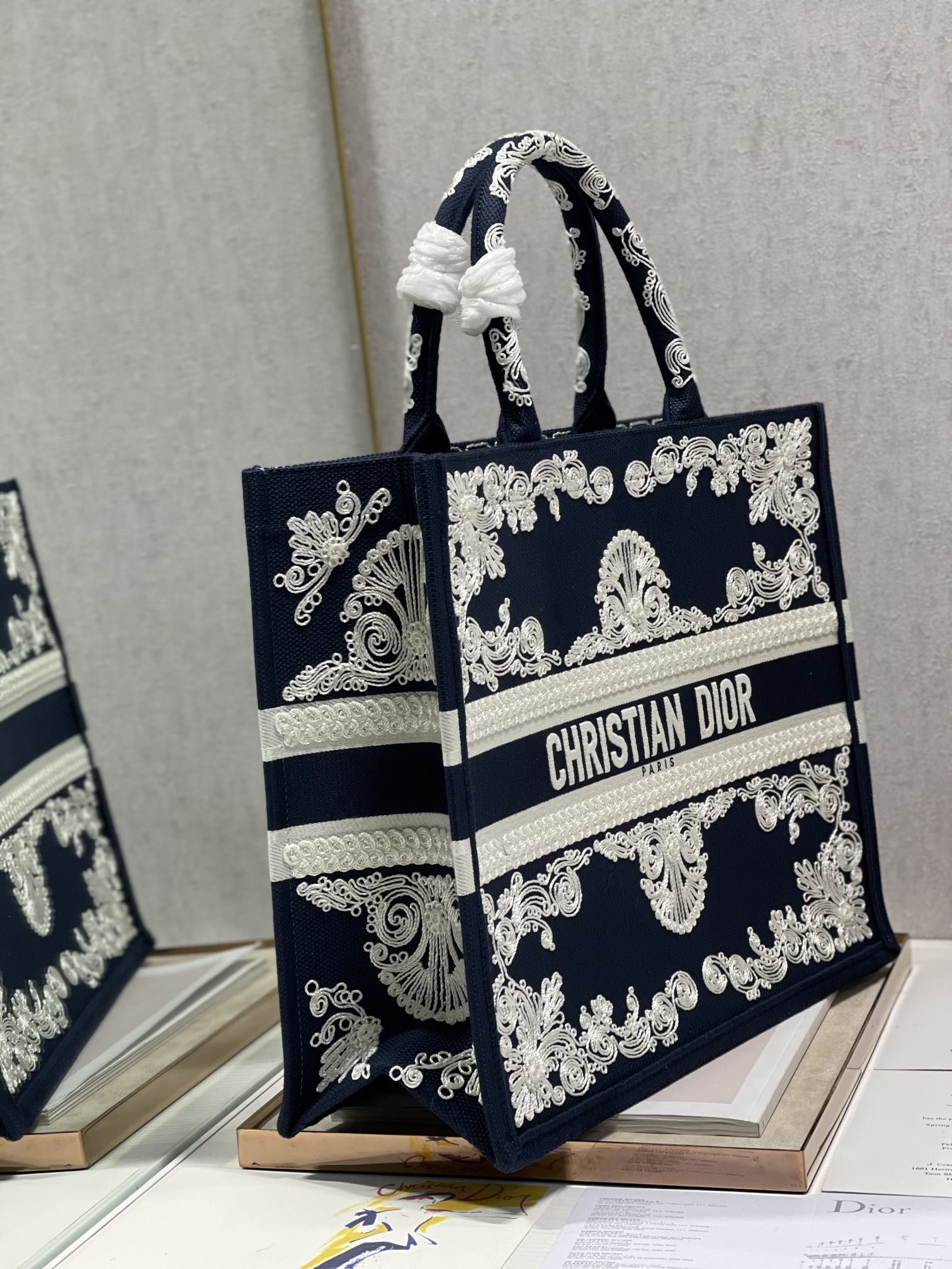 Christian Dior Medium Dior Book Tote Blue and White Cornely Embroidery, Blue, For Women Women’s Handbags, Shoulder Bags, 42cm CDZTZB_