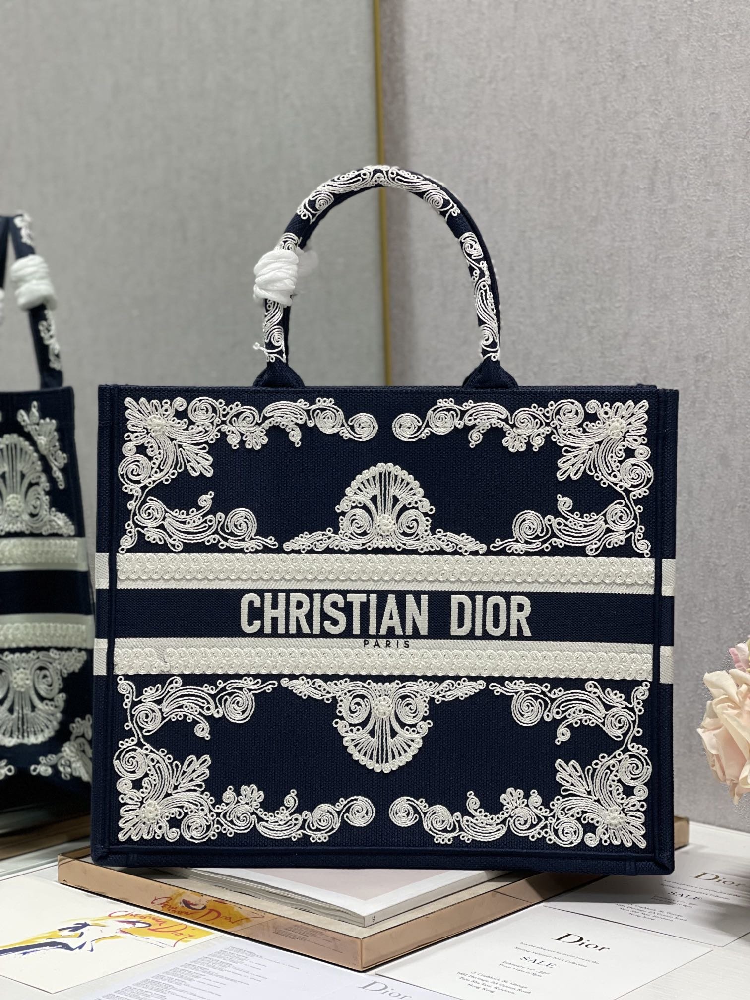 Christian Dior Medium Dior Book Tote Blue and White Cornely Embroidery, Blue, For Women Women’s Handbags, Shoulder Bags, 42cm CDZTZB_
