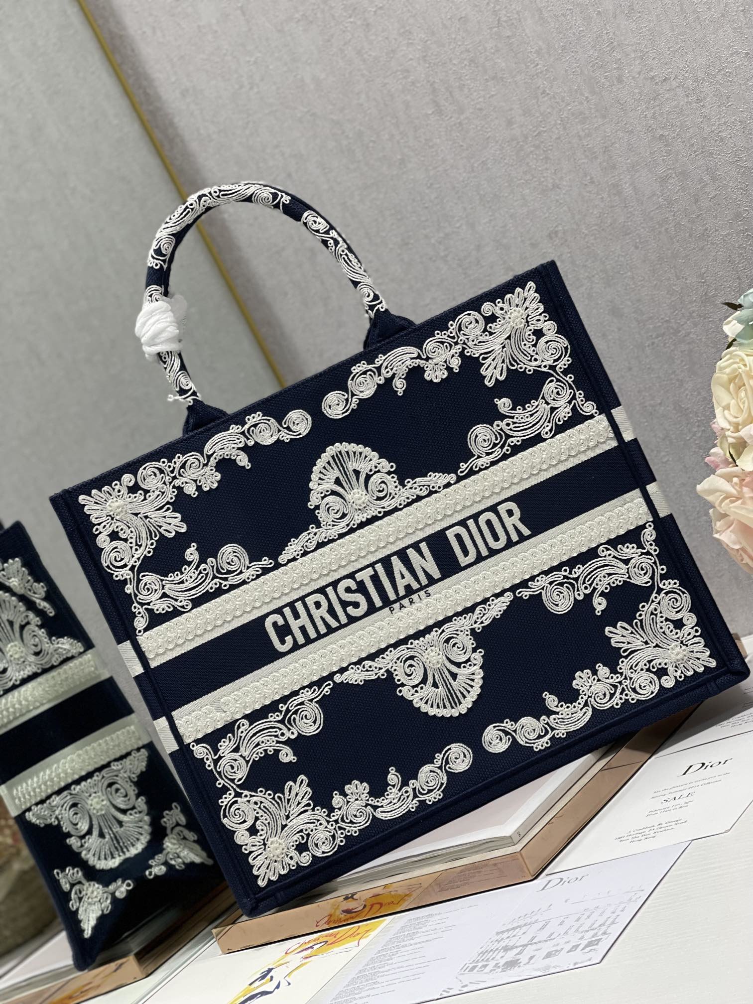 Christian Dior Medium Dior Book Tote Blue and White Cornely Embroidery, Blue, For Women Women’s Handbags, Shoulder Bags, 42cm CDZTZB_