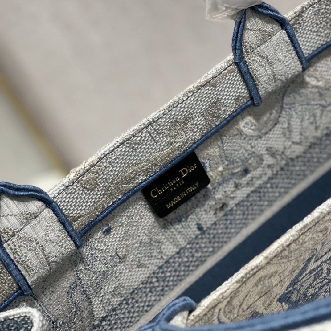 Christian Dior Medium Dior Book Tote Blue Toile de Jouy Reverse Embroidery, Blue, For Women Women’s Handbags, Shoulder Bags, 36cm CDZRGO_