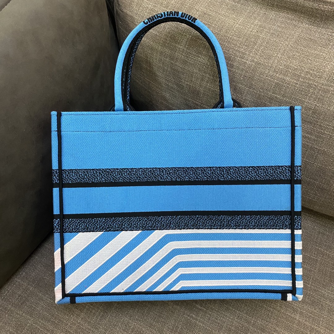 Christian Dior Medium Dior Book Tote Bright Blue and Bright Pink D-Jungle Pop Embroidery, Blue/Pink, For Women Women’s Handbags, 36cm CDZRON_