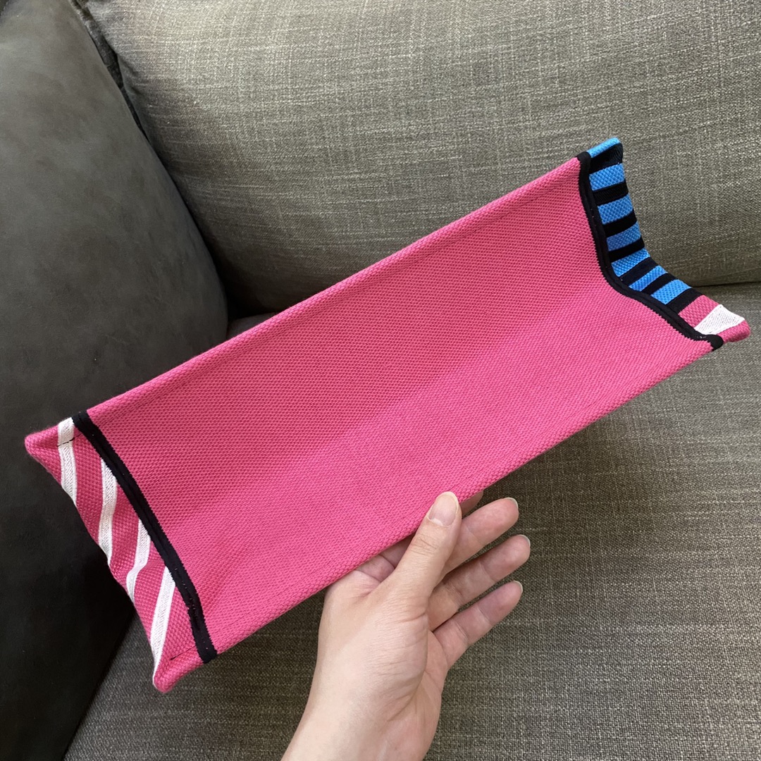 Christian Dior Medium Dior Book Tote Bright Blue and Bright Pink D-Jungle Pop Embroidery, Blue/Pink, For Women Women’s Handbags Shoulder Bags, 36cm CDZRON_