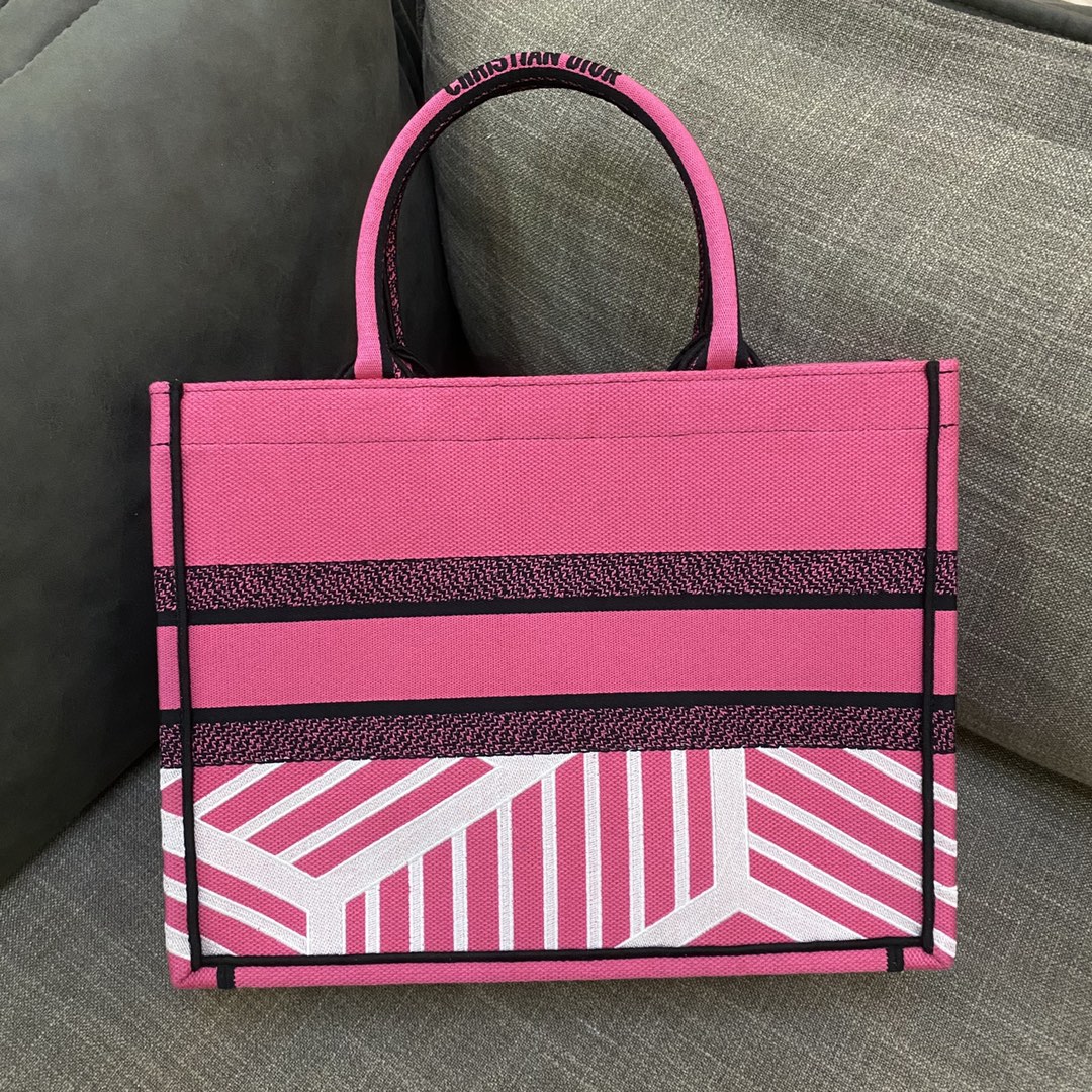 Christian Dior Medium Dior Book Tote Bright Blue and Bright Pink D-Jungle Pop Embroidery, Blue/Pink, For Women Women’s Handbags Shoulder Bags, 36cm CDZRON_