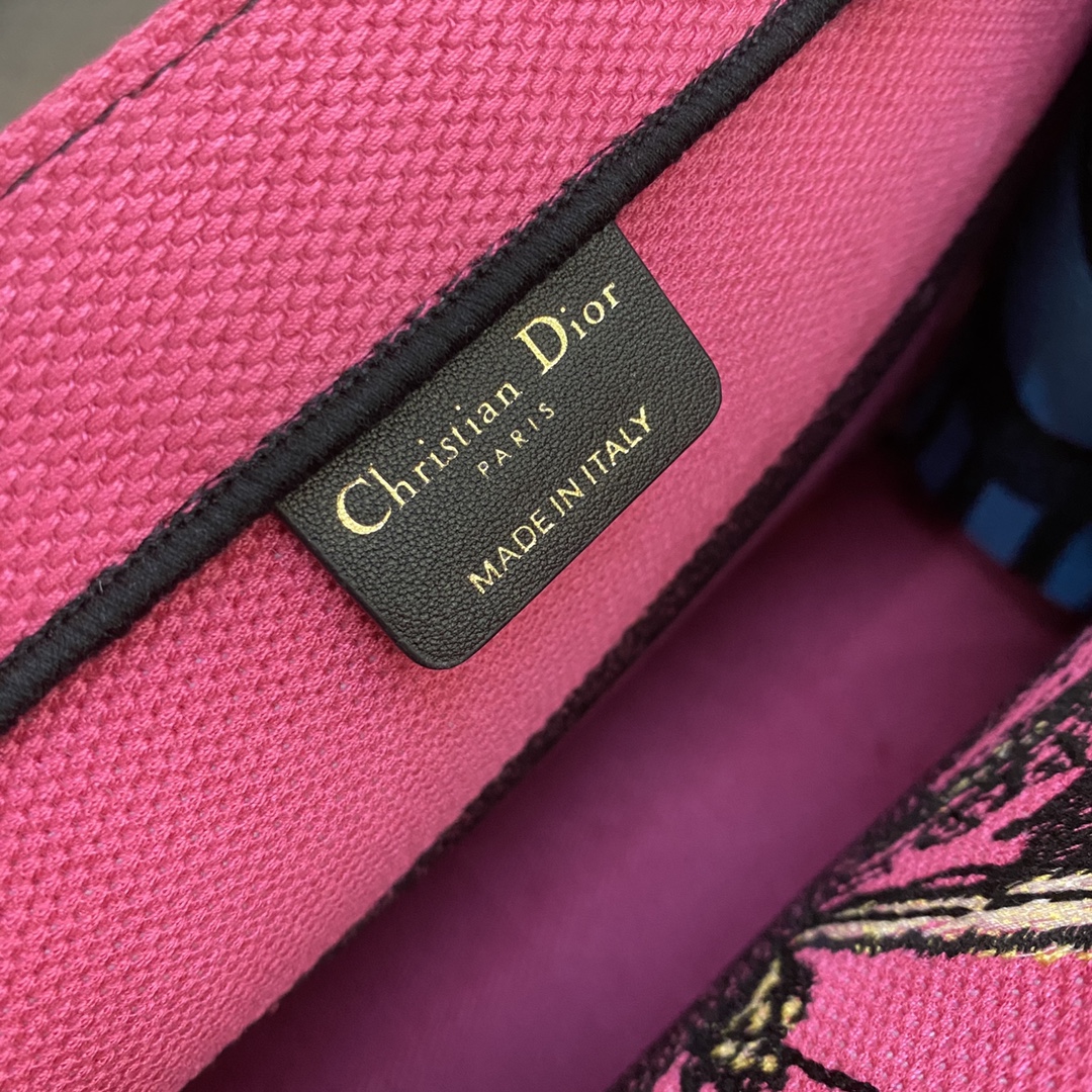 Christian Dior Medium Dior Book Tote Bright Blue and Bright Pink D-Jungle Pop Embroidery, Blue/Pink, For Women Women’s Handbags Shoulder Bags, 36cm CDZRON_