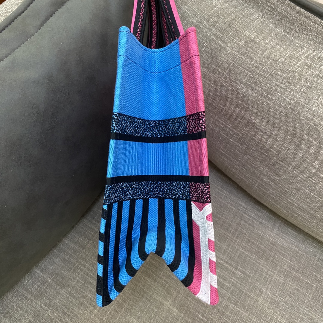 Christian Dior Medium Dior Book Tote Bright Blue and Bright Pink D-Jungle Pop Embroidery, Blue/Pink, For Women Women’s Handbags Shoulder Bags, 36cm CDZRON_