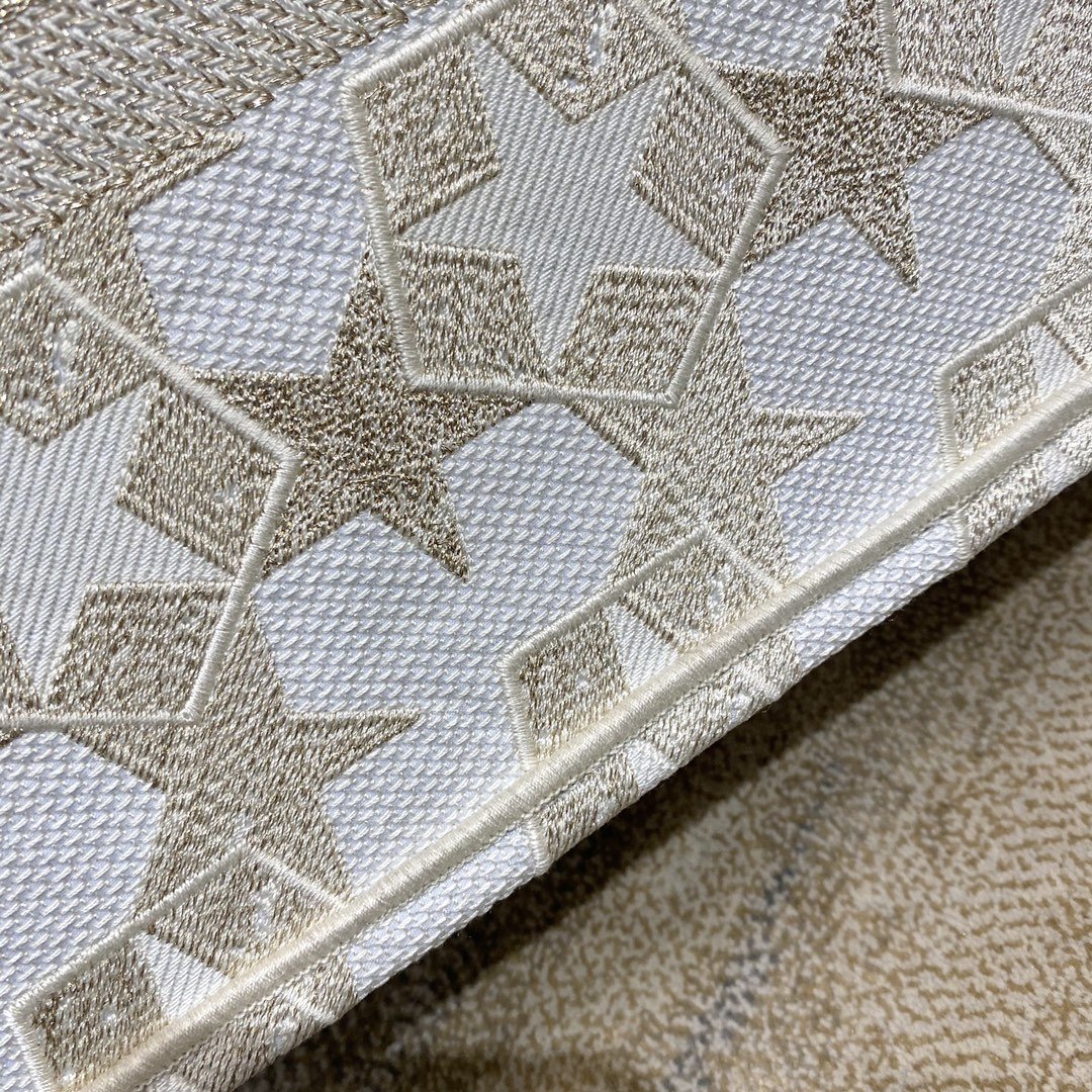 Christian Dior Medium Dior Book Tote Embroidery Stars Gold Dior Bag, Beige, For Women Women’s Handbags, 36cm CD