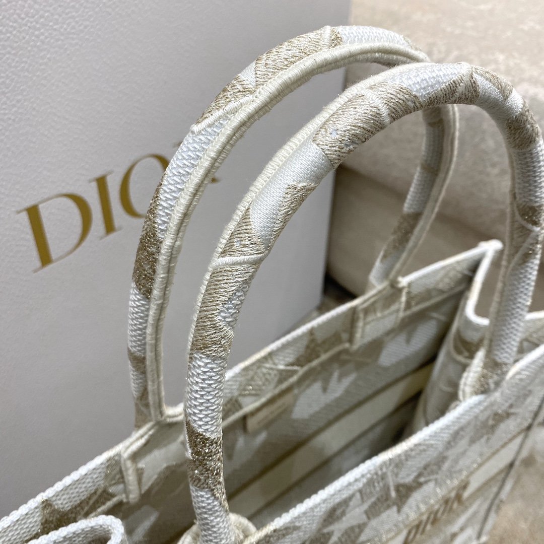 Christian Dior Medium Dior Book Tote Embroidery Stars Gold Dior Bag, Beige, For Women Women’s Handbags, 36cm CD