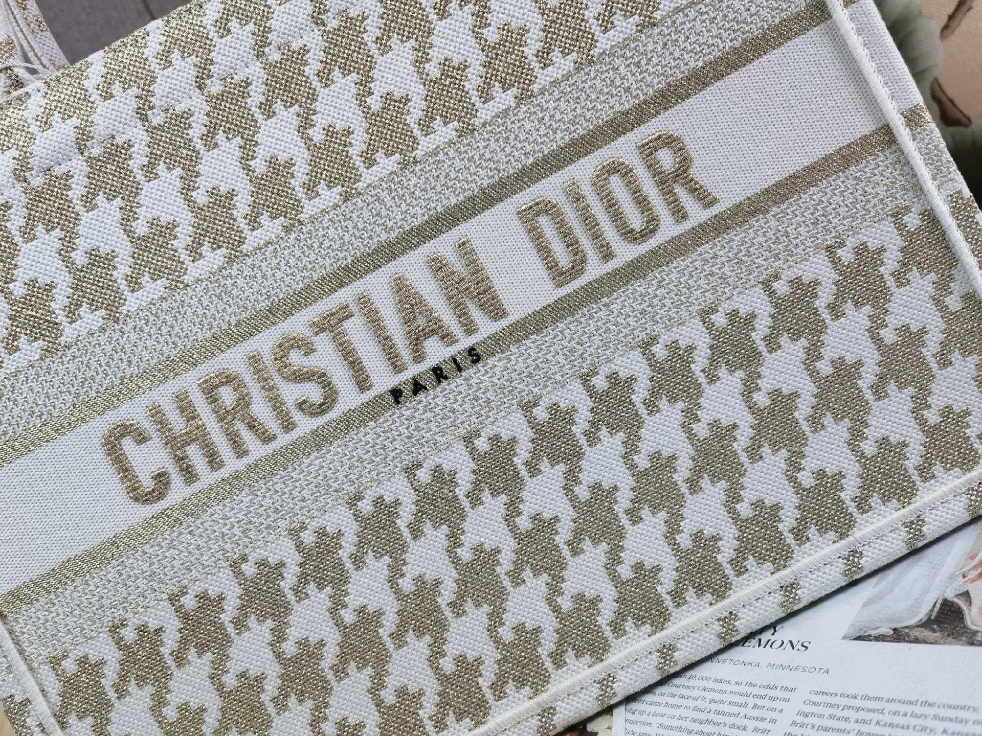 Christian Dior Medium Dior Book Tote Gold White, For Women, Women’s Handbags 14in/36cm CD