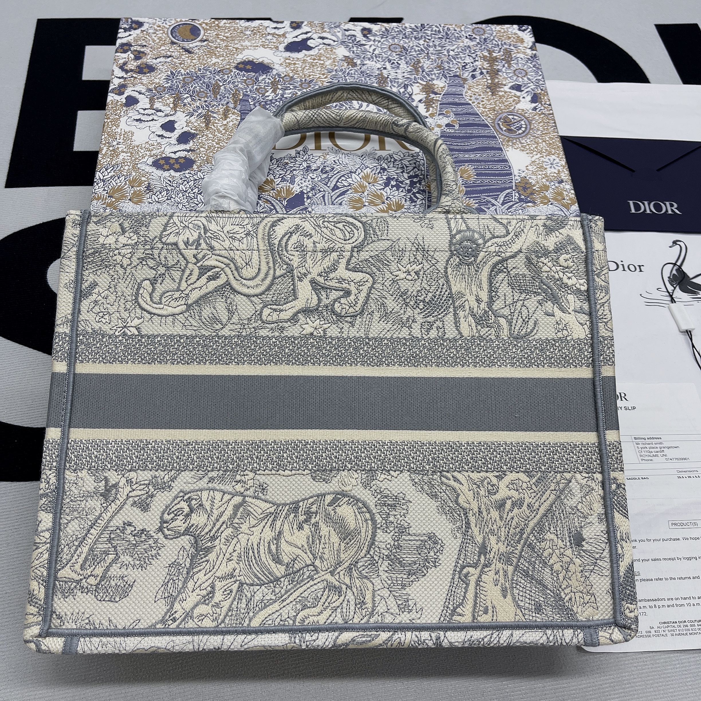 Christian Dior Medium Dior Book Tote Gray, For Women, Women’s Handbags 14in/36cm CDZTDT_