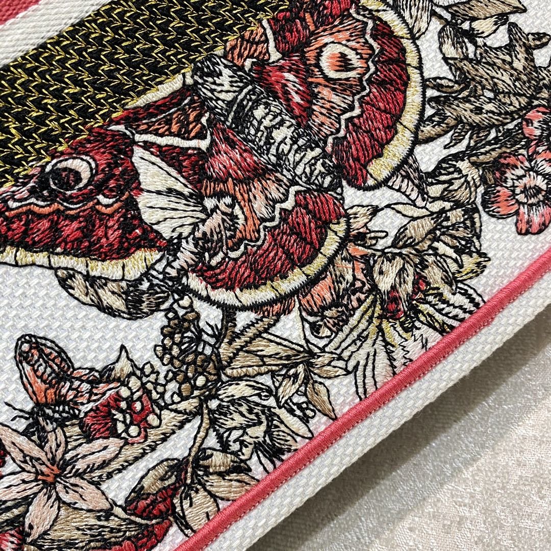 Christian Dior Medium Dior Book Tote Multicolor Butterfly Embroidery, Red/White, For Women Women’s Handbags, 36cm CD