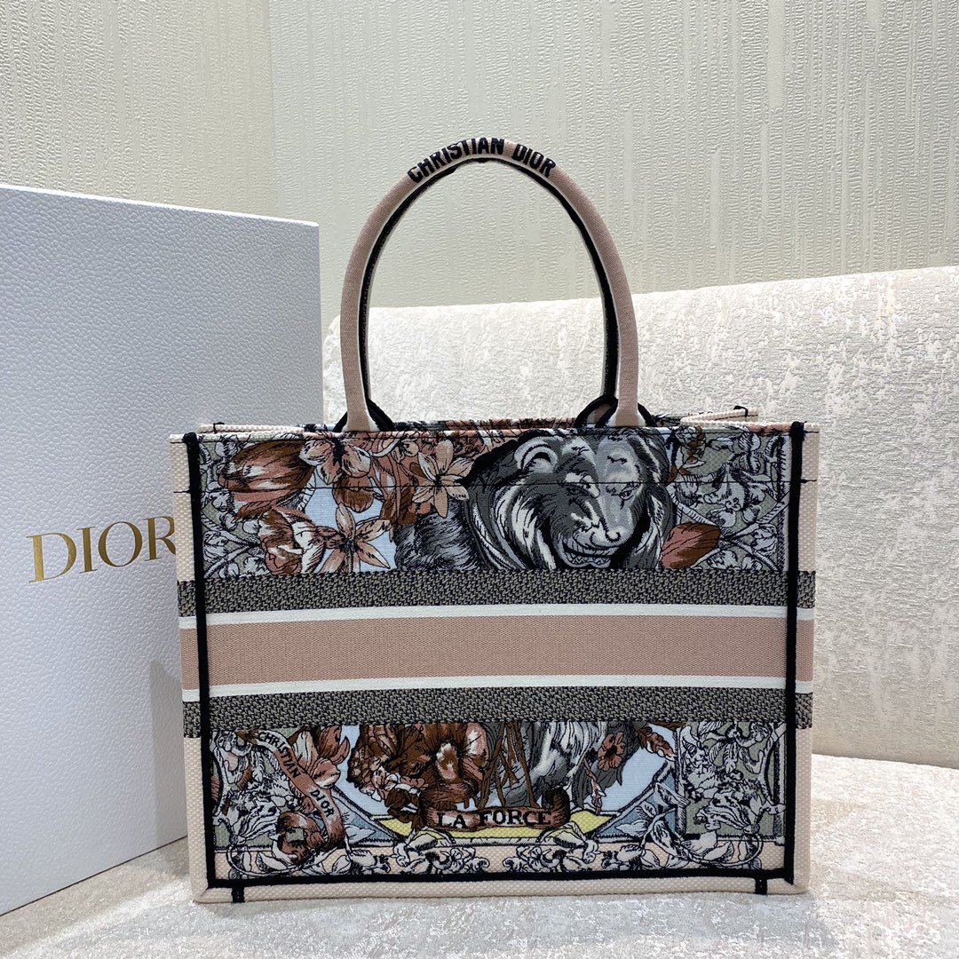 Christian Dior Medium Dior Book Tote Multicolor La Force Embroidery, Multicolor, For Women Women’s Handbags, Shoulder Bags 36cm CD