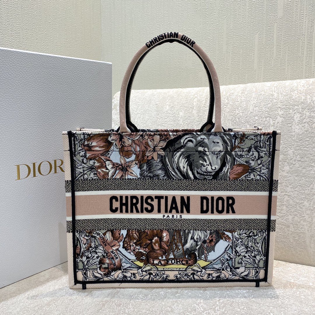 Christian Dior Medium Dior Book Tote Multicolor La Force Embroidery, Multicolor, For Women Women’s Handbags, Shoulder Bags 36cm CD