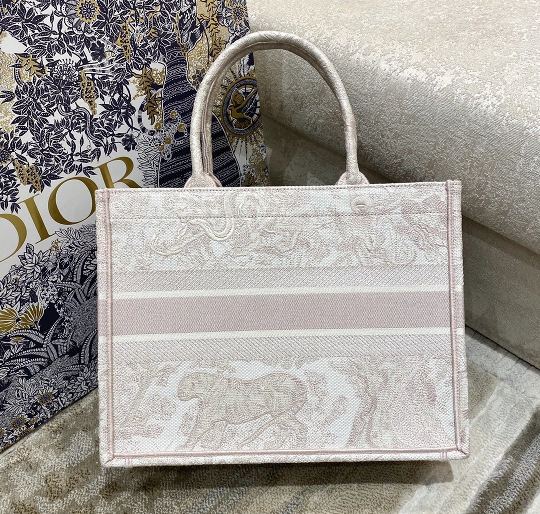 Christian Dior Medium Dior Book Tote Pink Toile de Jouy Reverse Embroidery, Light Pink, For Women Women’s Handbags, 36cm CD
