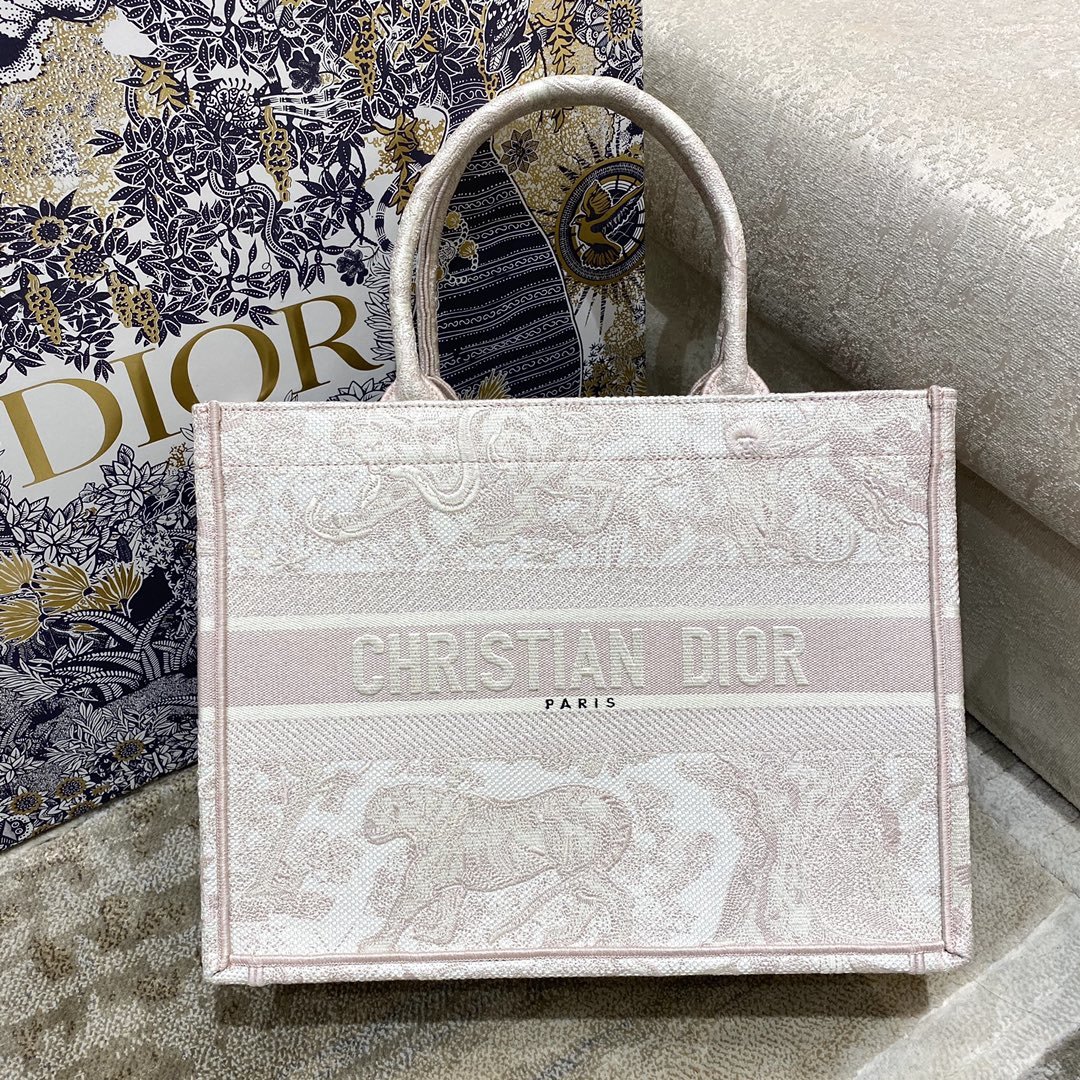 Christian Dior Medium Dior Book Tote Pink Toile de Jouy Reverse Embroidery, Light Pink, For Women Women’s Handbags, 36cm CD