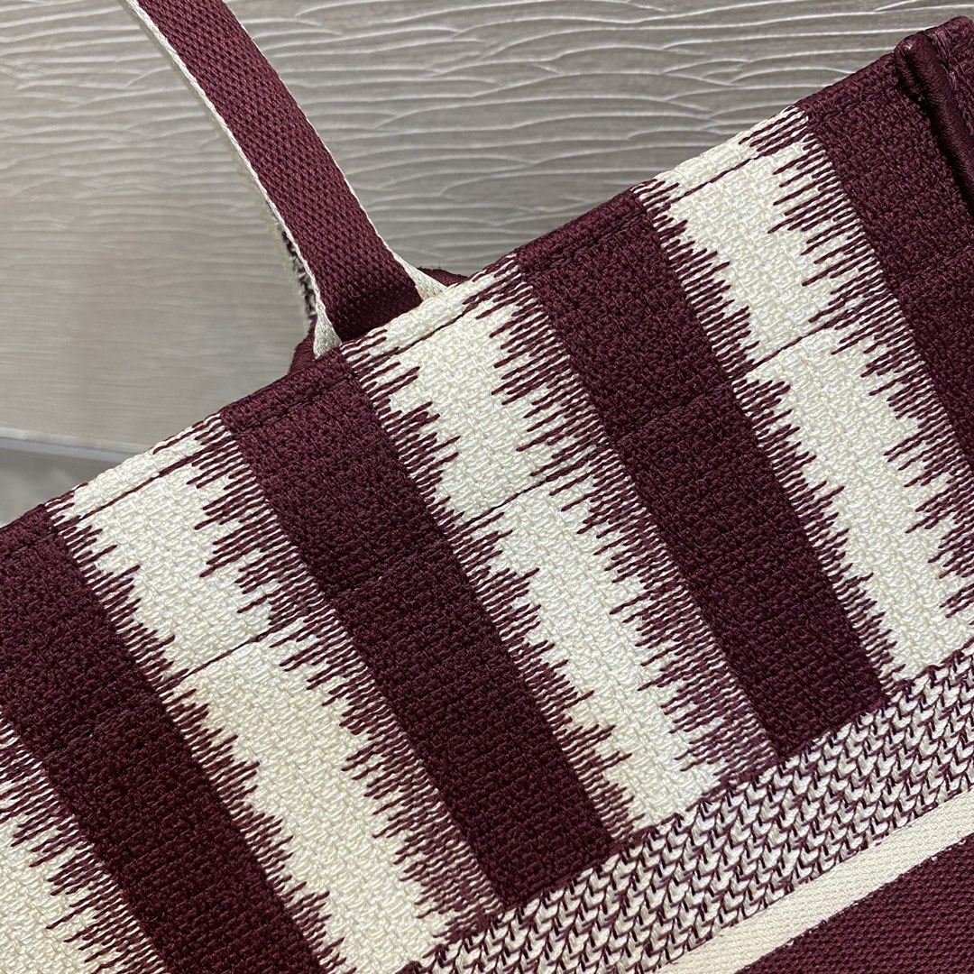 Christian Dior Medium Dior Book Tote Red D-Stripes Embroidery For Women 36cm/16.5in CD