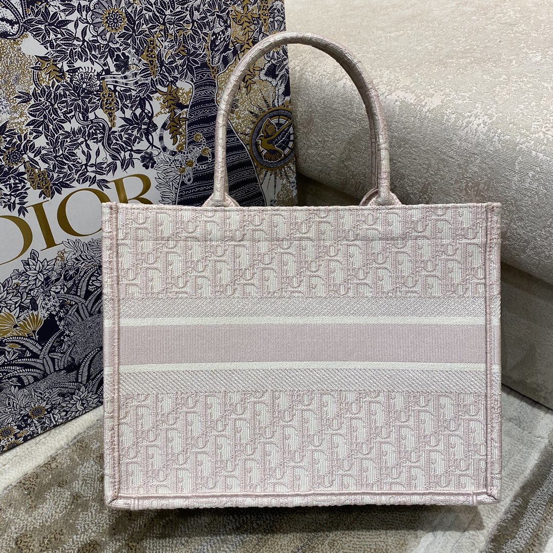 Christian Dior Medium Dior Book Tote Rose Des Vents Dior Oblique Embroidery, Light Pink, For Women Women’s Handbags, 36cm CDZRIW_