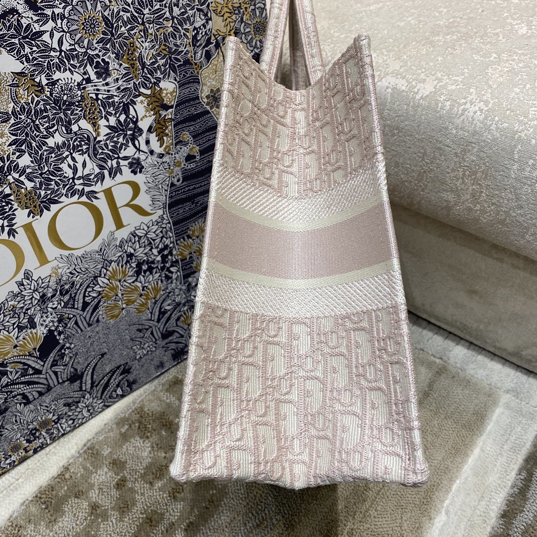 Christian Dior Medium Dior Book Tote Rose Des Vents Dior Oblique Embroidery, Light Pink, For Women Women’s Handbags, 36cm CDZRIW_