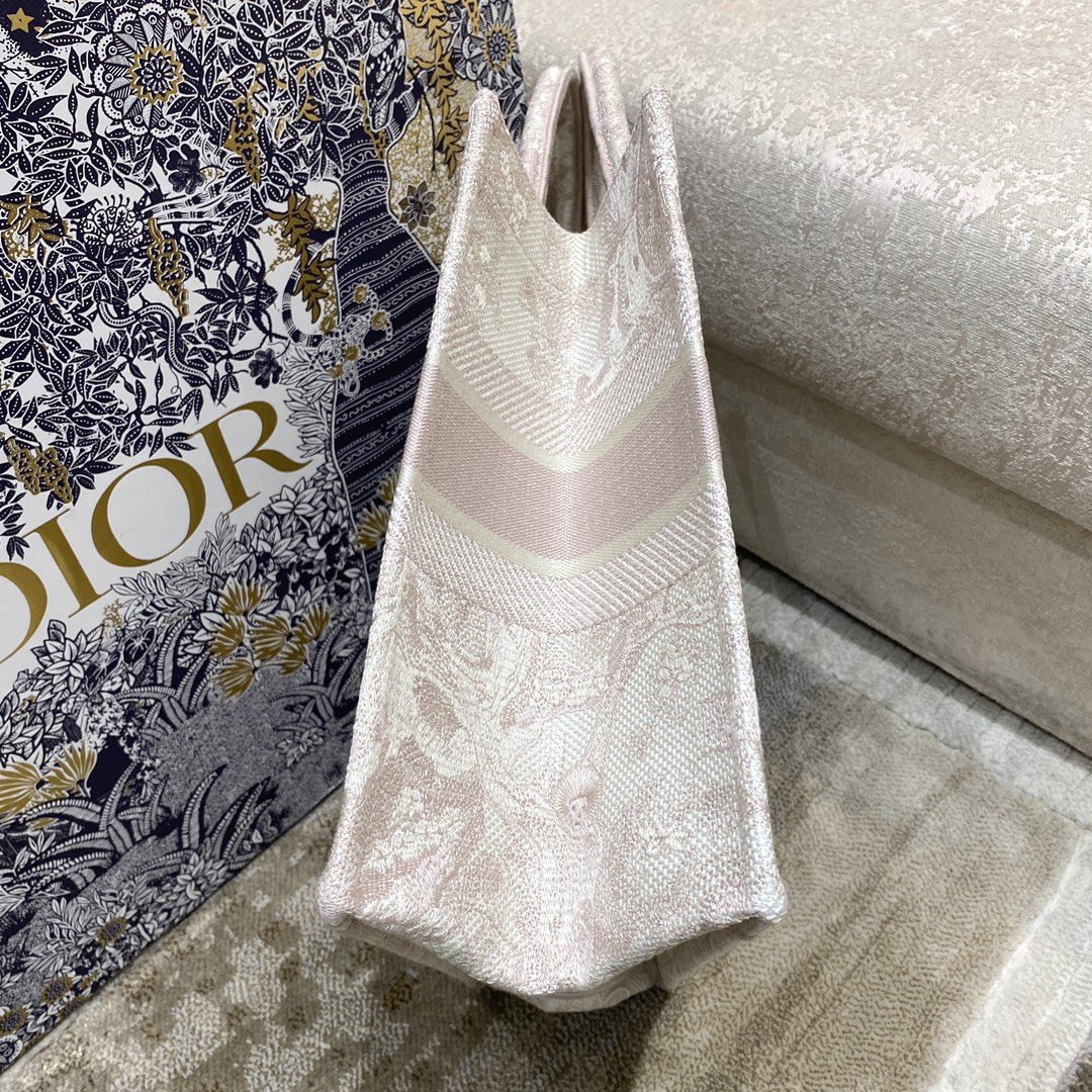 Christian Dior Medium Dior Book Tote Rose Des Vents Dior Oblique Embroidery, Light Pink, For Women Women’s Handbags, 36cm CDZRIW_