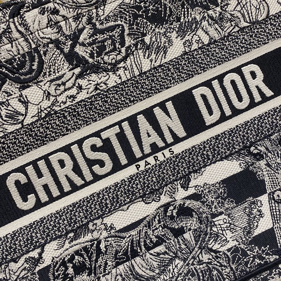Christian Dior Medium Dior Book Tote Toile de Jouy Stripes Embroidery, Black For Women Women’s Handbags, 36cm CDZRLP_