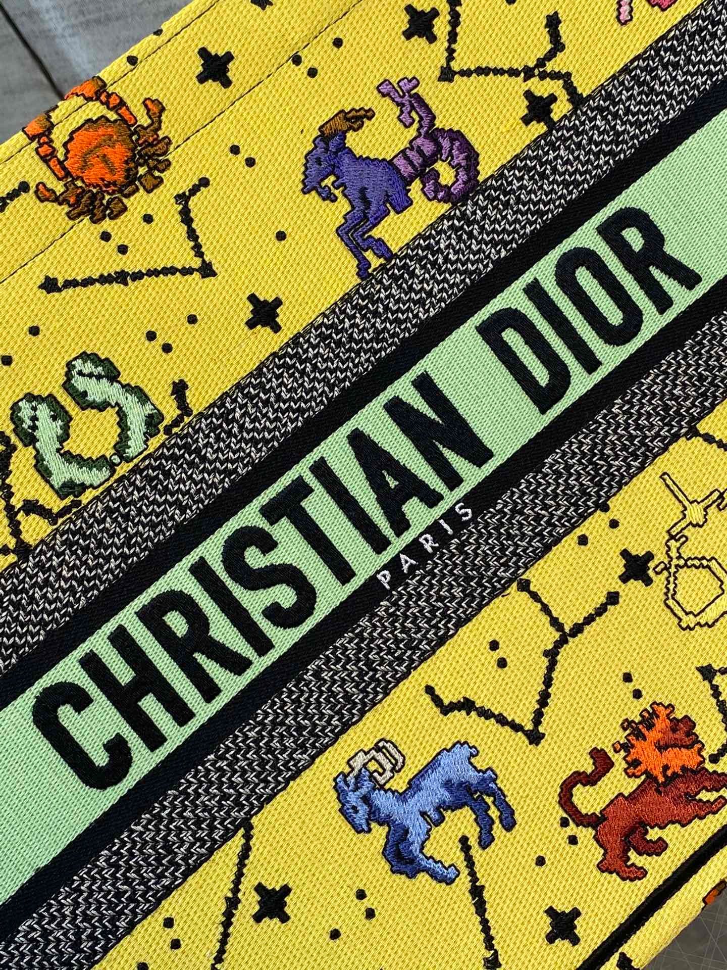Christian Dior Medium Dior Book Tote Yellow Multicolor, For Women, Women’s Handbags 14in/36cm CD