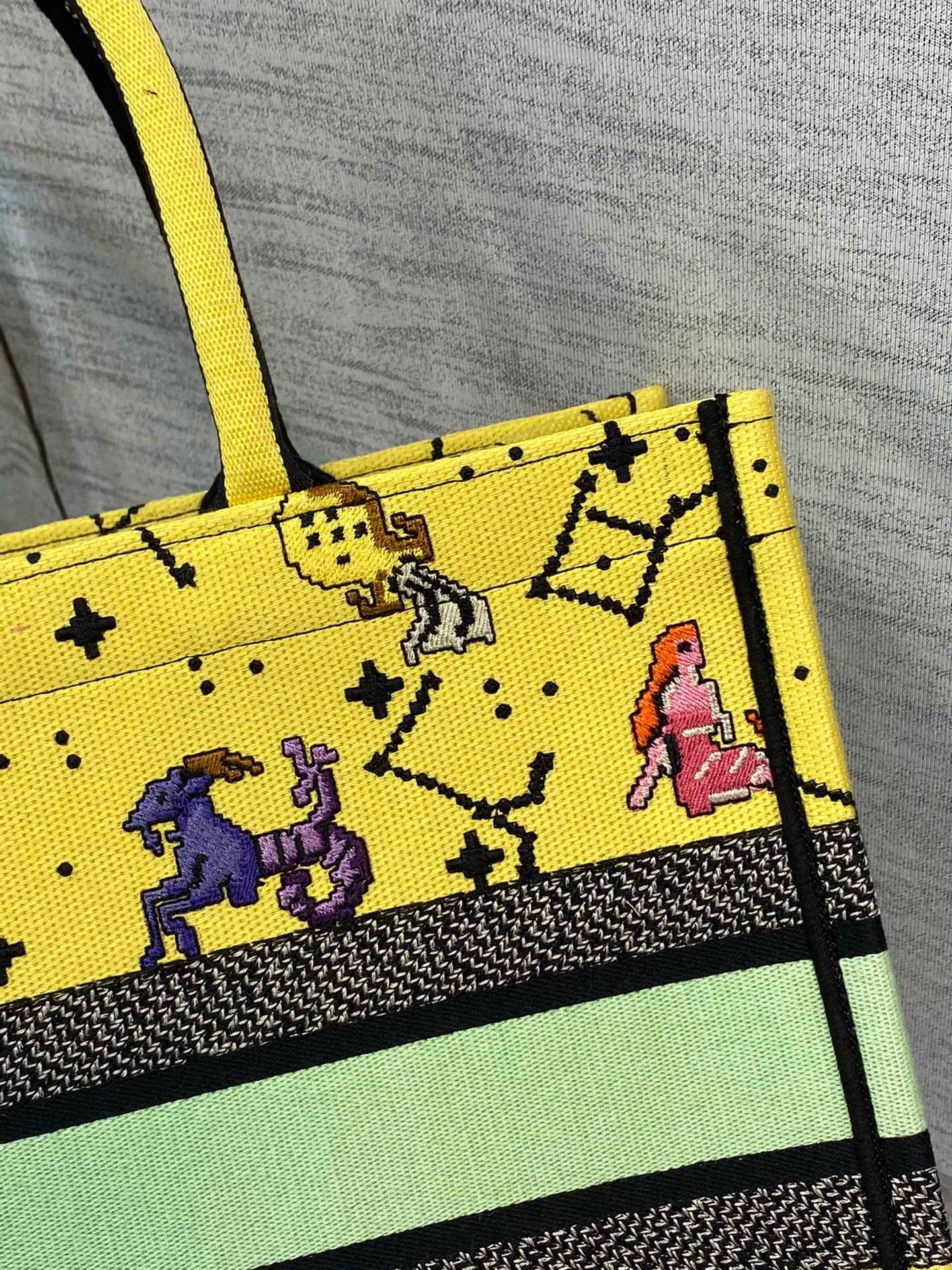 Christian Dior Medium Dior Book Tote Yellow Multicolor, For Women, Women’s Handbags 14in/36cm CD