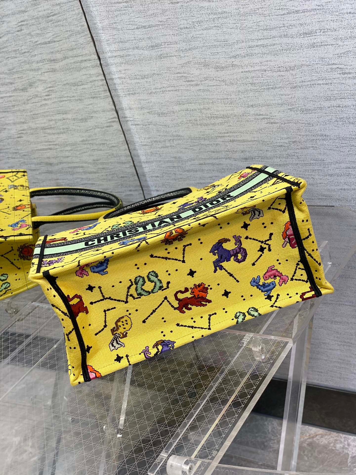 Christian Dior Medium Dior Book Tote Yellow Multicolor, For Women, Women’s Handbags 14in/36cm CD
