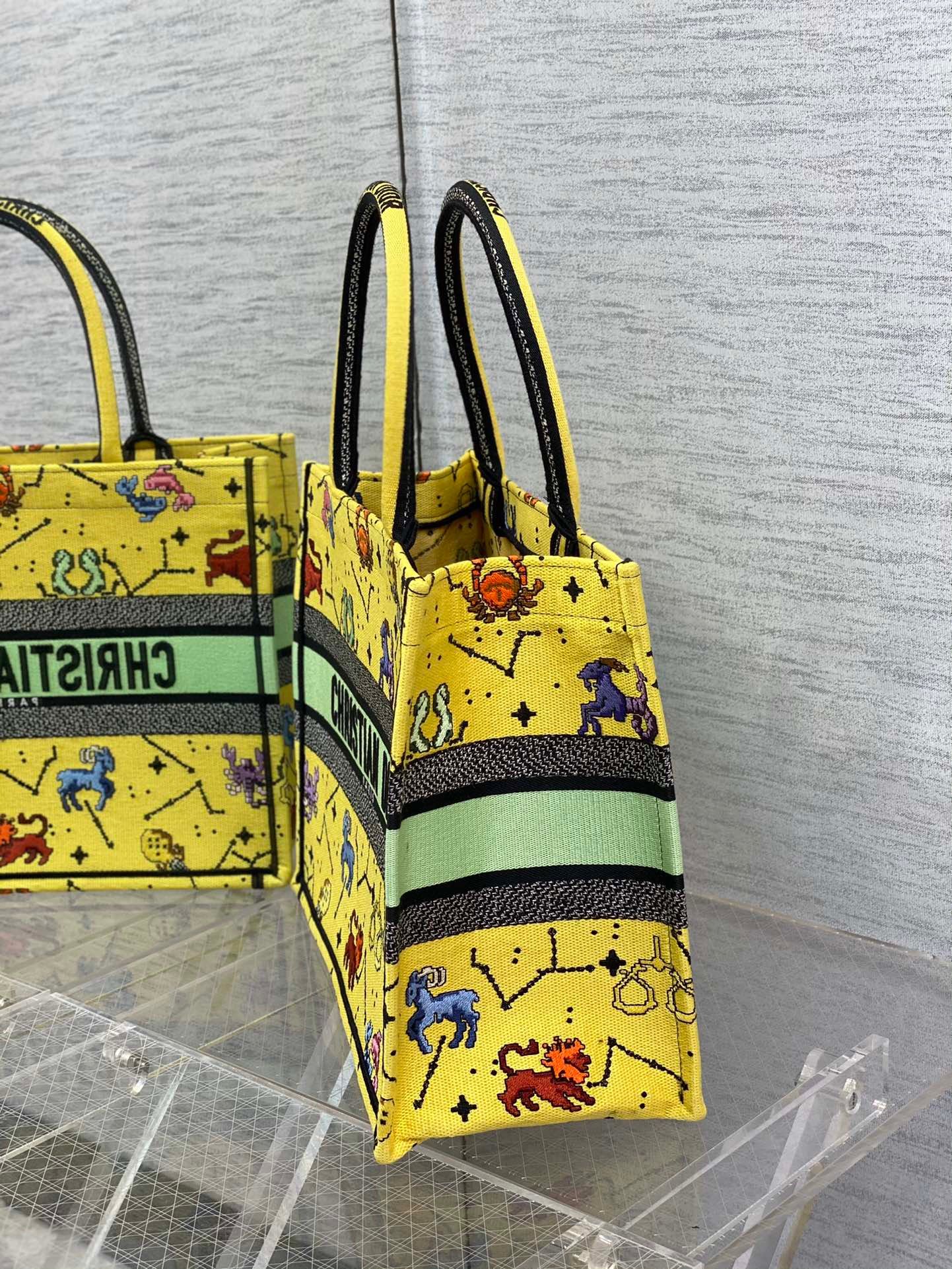 Christian Dior Medium Dior Book Tote Yellow Multicolor, For Women, Women’s Handbags 14in/36cm CD