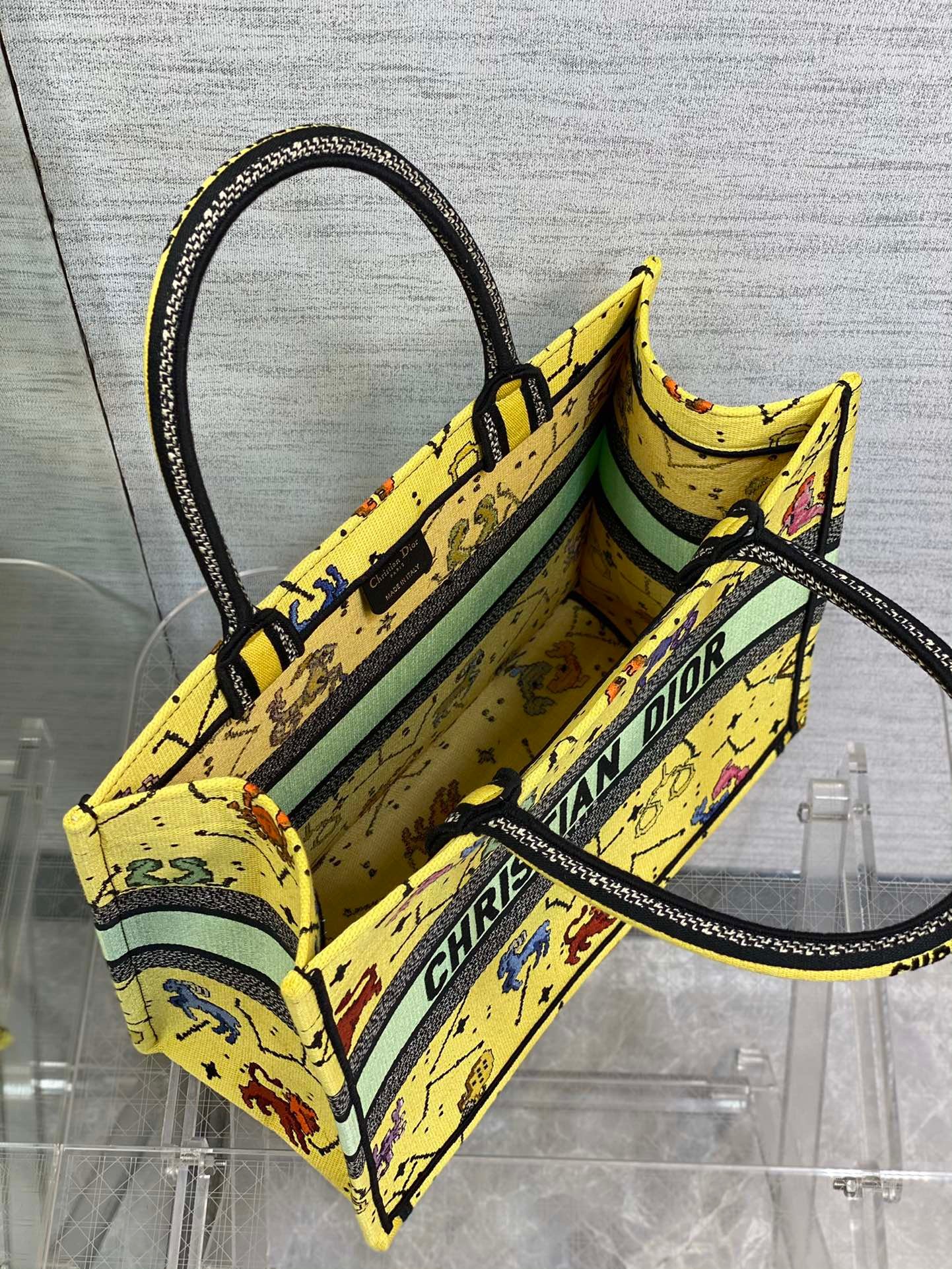 Christian Dior Medium Dior Book Tote Yellow Multicolor, For Women, Women’s Handbags 14in/36cm CD