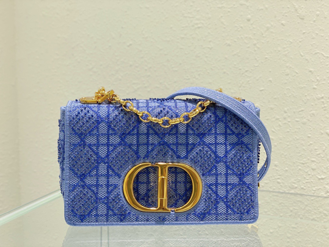 Christian Dior Medium Dior Caro Bag Blue, For Women, Women’s Handbags 25.5cm/10in CD