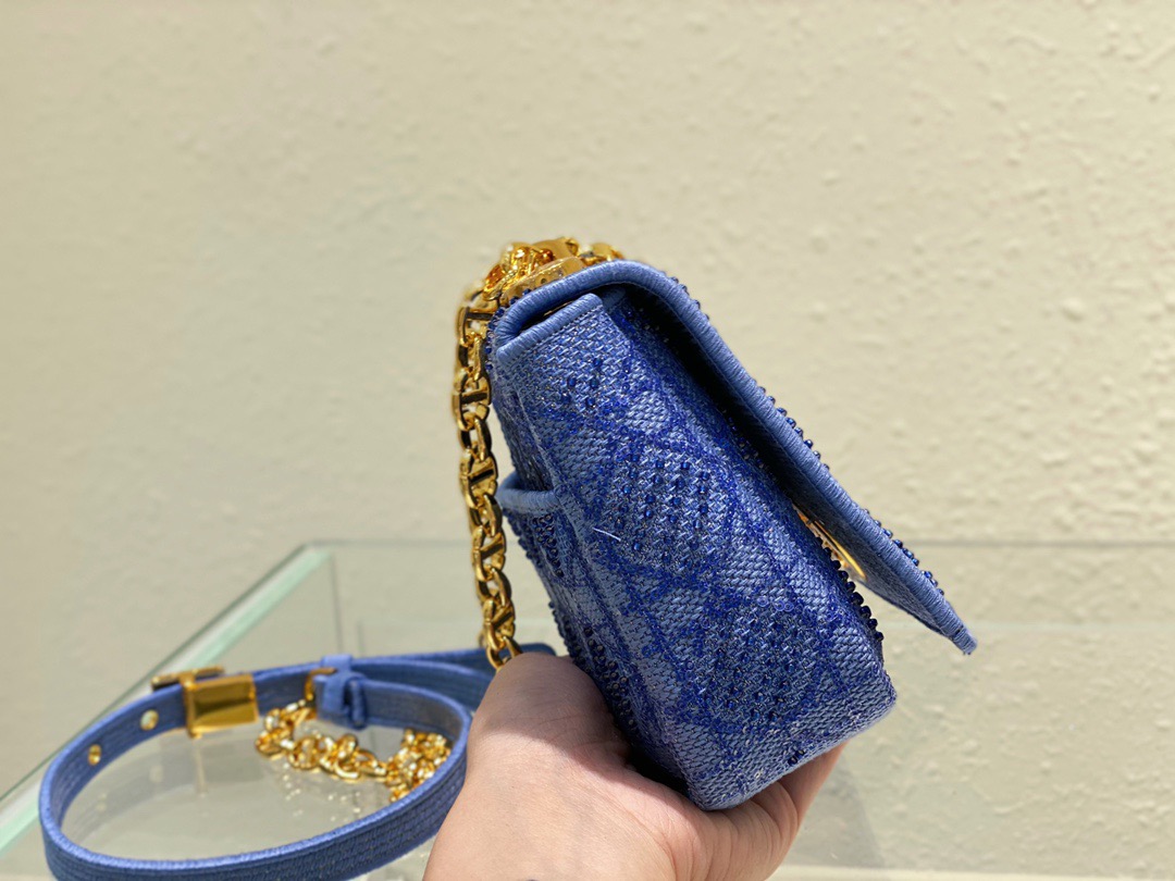 Christian Dior Medium Dior Caro Bag Blue, For Women, Women’s Handbags 25.5cm/10in CD