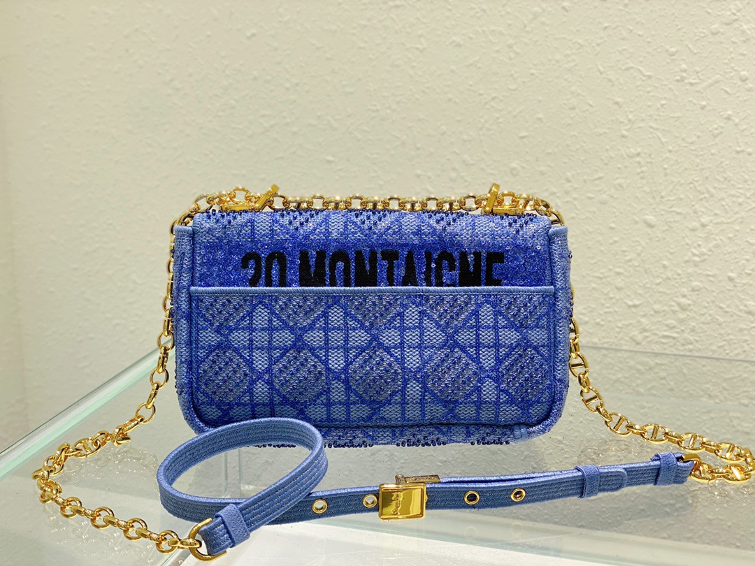 Christian Dior Medium Dior Caro Bag Blue, For Women, Women’s Handbags 25.5cm/10in CD
