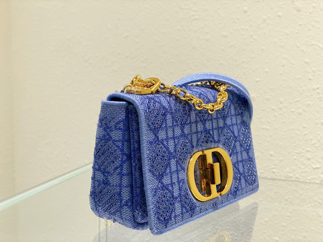 Christian Dior Medium Dior Caro Bag Blue, For Women, Women’s Handbags 25.5cm/10in CD