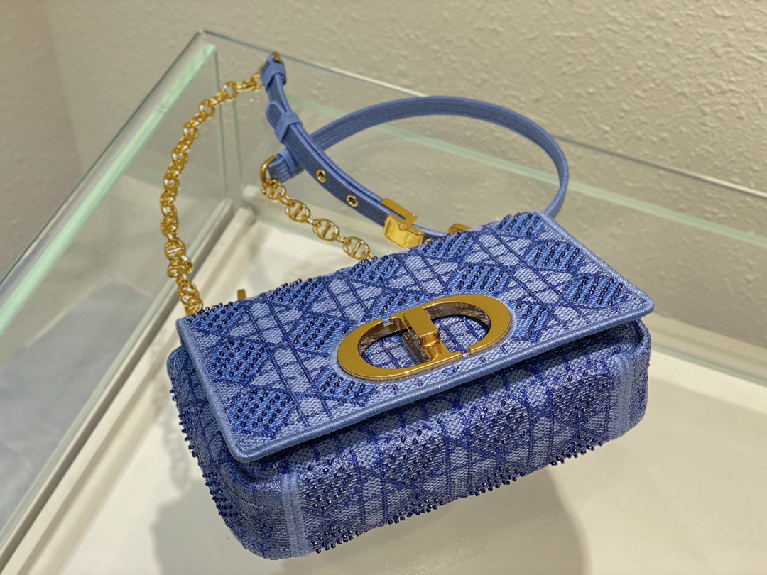 Christian Dior Medium Dior Caro Bag Blue, For Women, Women’s Handbags 25.5cm/10in CD