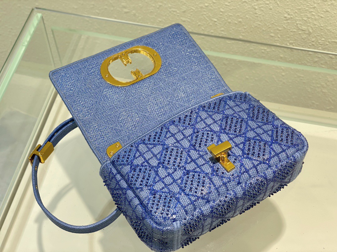 Christian Dior Medium Dior Caro Bag Blue, For Women, Women’s Handbags 25.5cm/10in CD