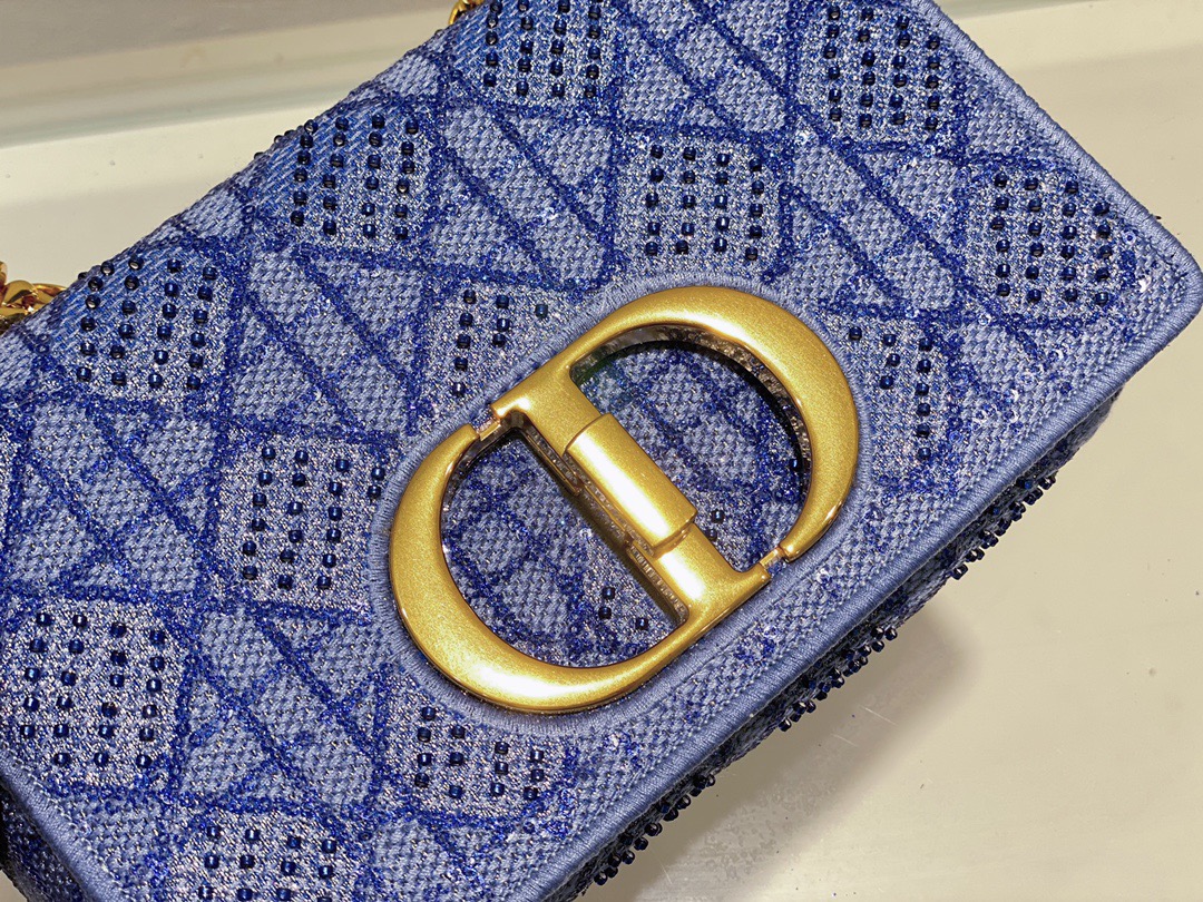 Christian Dior Medium Dior Caro Bag Blue, For Women, Women’s Handbags 25.5cm/10in CD