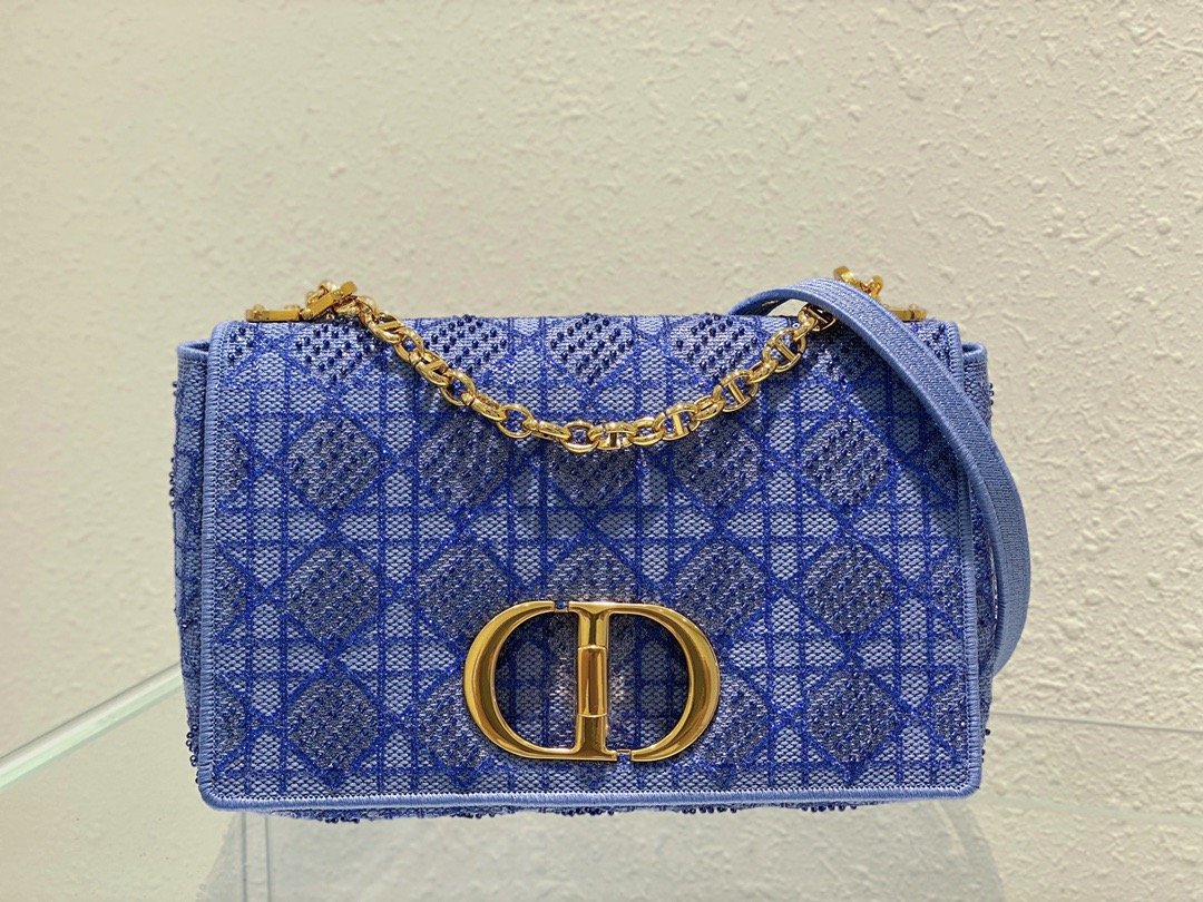 Christian Dior Medium Dior Caro Bag Blue, For Women, Women’s Handbags 27.5cm/10.8in CD